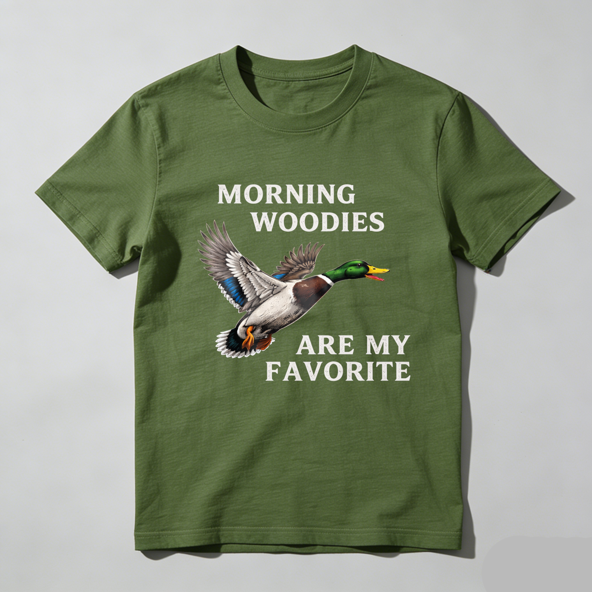 TEECURENT Morning Woodies Are My Favorite Duck Hunting T-Shirt For Men And Women Outdoor Hunting Gear Apparel-TeeCurent