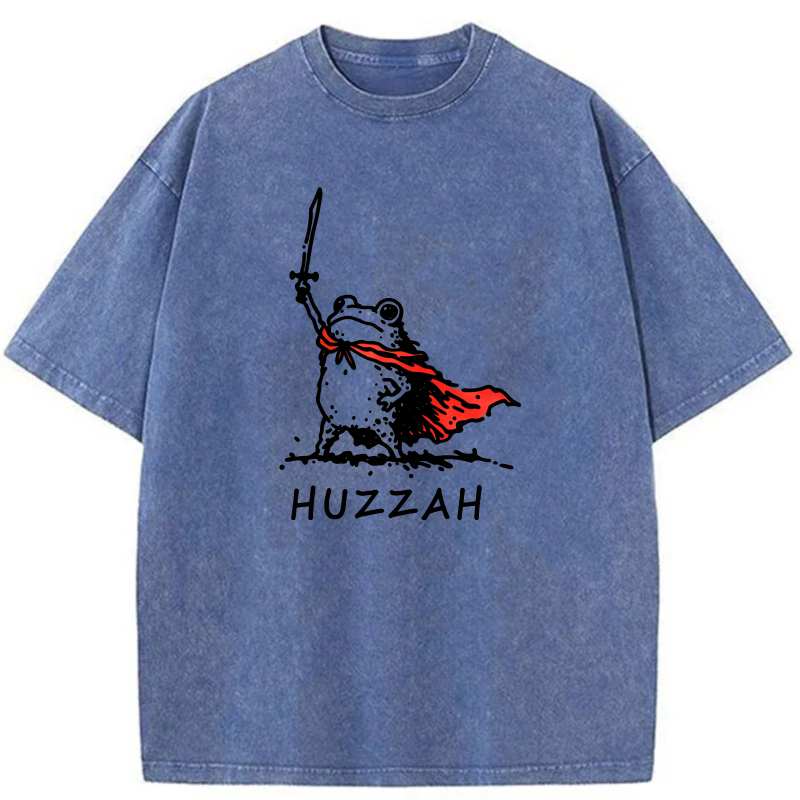 Frog Warrior With Sword And Cape Huzzah tshirt 100% cotton