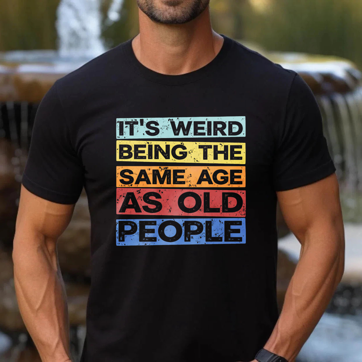 TEECURENTIts Weird Being The Same Age As Old People T Shirt Funny Humor Statement Graphic Tee For Men Women Unisex Casual Wear-TeeCurent