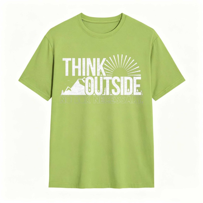 Think Outside No Box Necessary Mountain Sunburst Design T-shirt