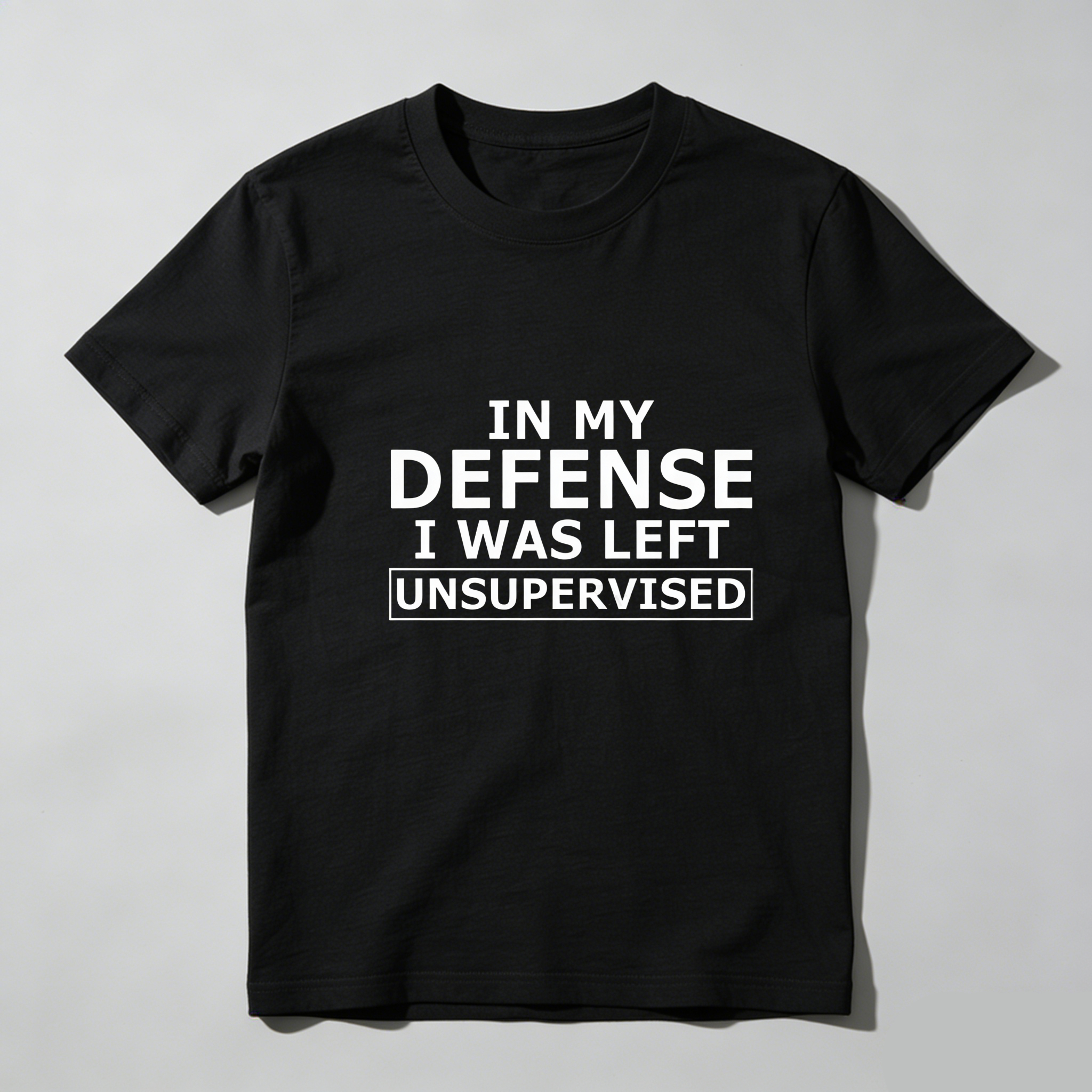 TEECURENT In My Defense I Was Left Unsupervised Pure Cotton Short Sleeve T Shirt-TeeCurent