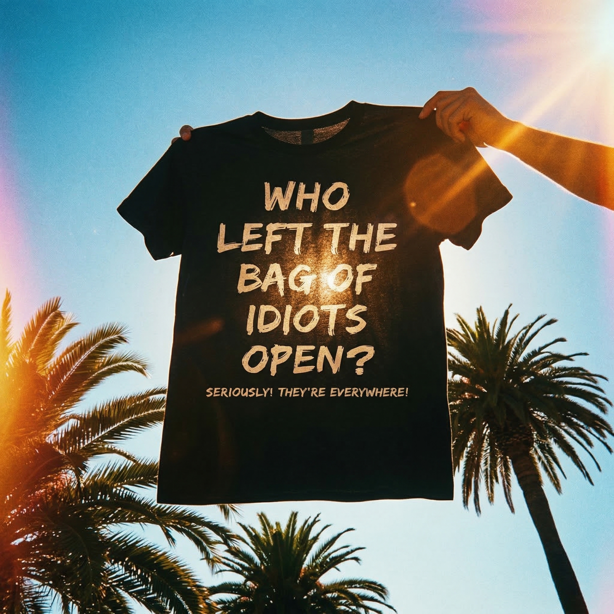 TEECURENT Who Left The Bag Of Idiots Open Pure Cotton Short Sleeve T Shirt