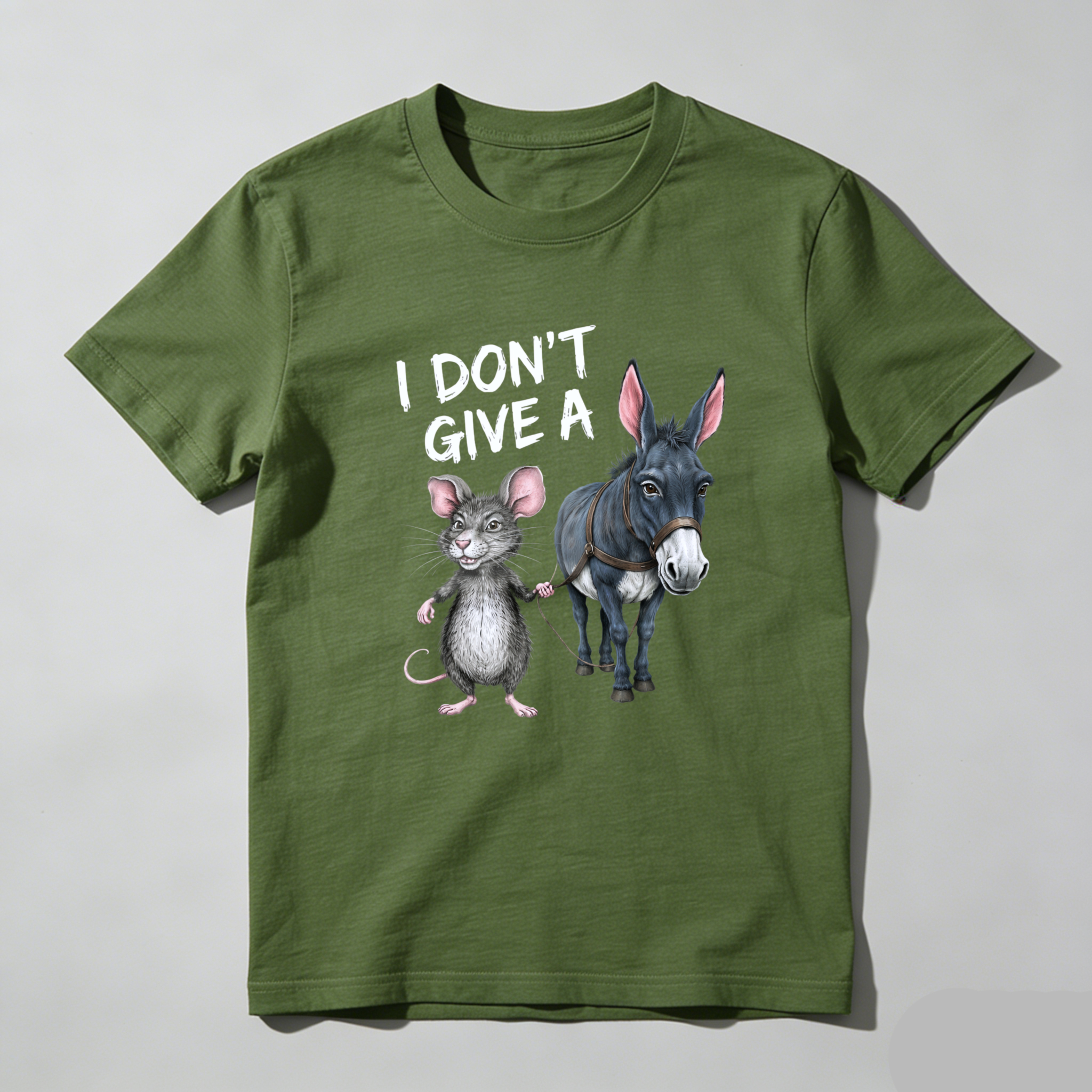 TEECURENT I Dont Give A Mouse And Donkey Funny T-Shirt Humor Animal Design Casual Wear-TeeCurent