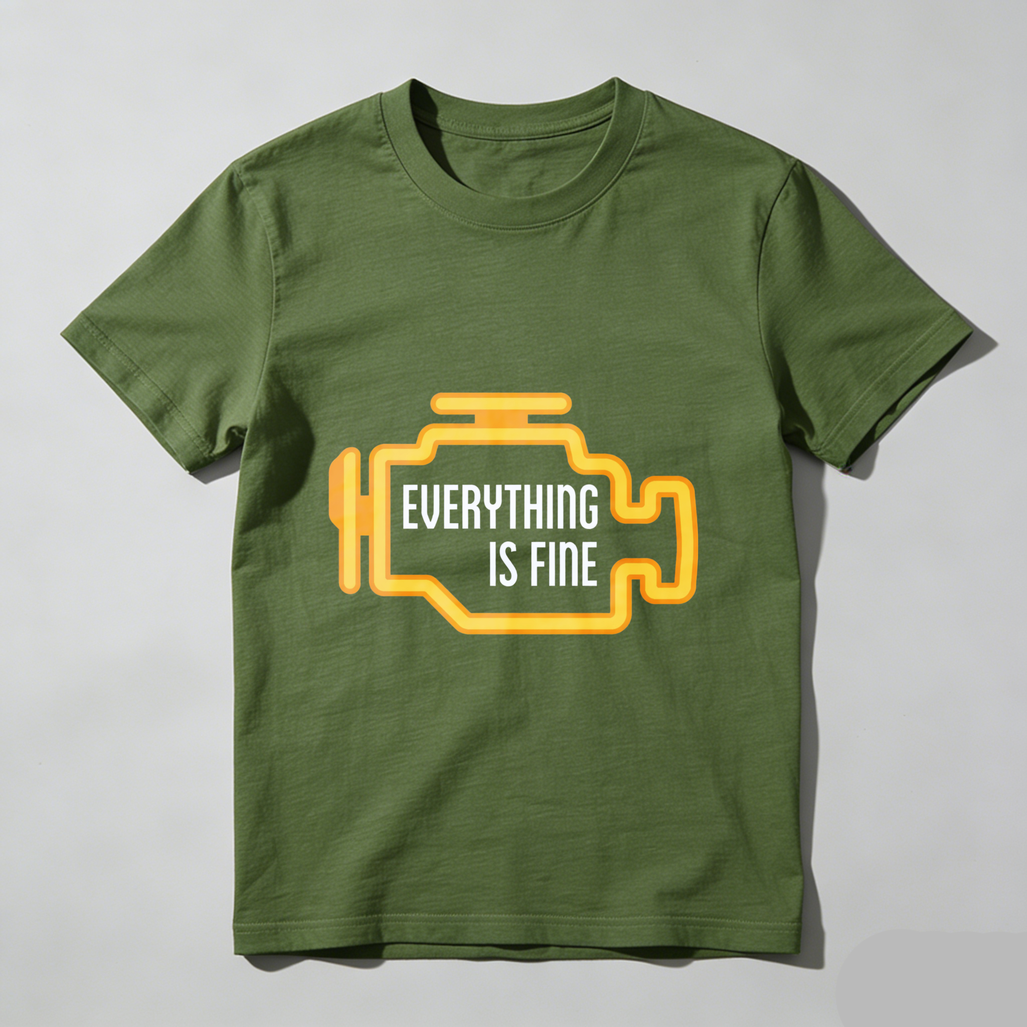 Everything Is Fine T Shirt With Car Engine Design Black Cotton Tee For Men Women Unisex Casual Wear Automotive Humor Gift