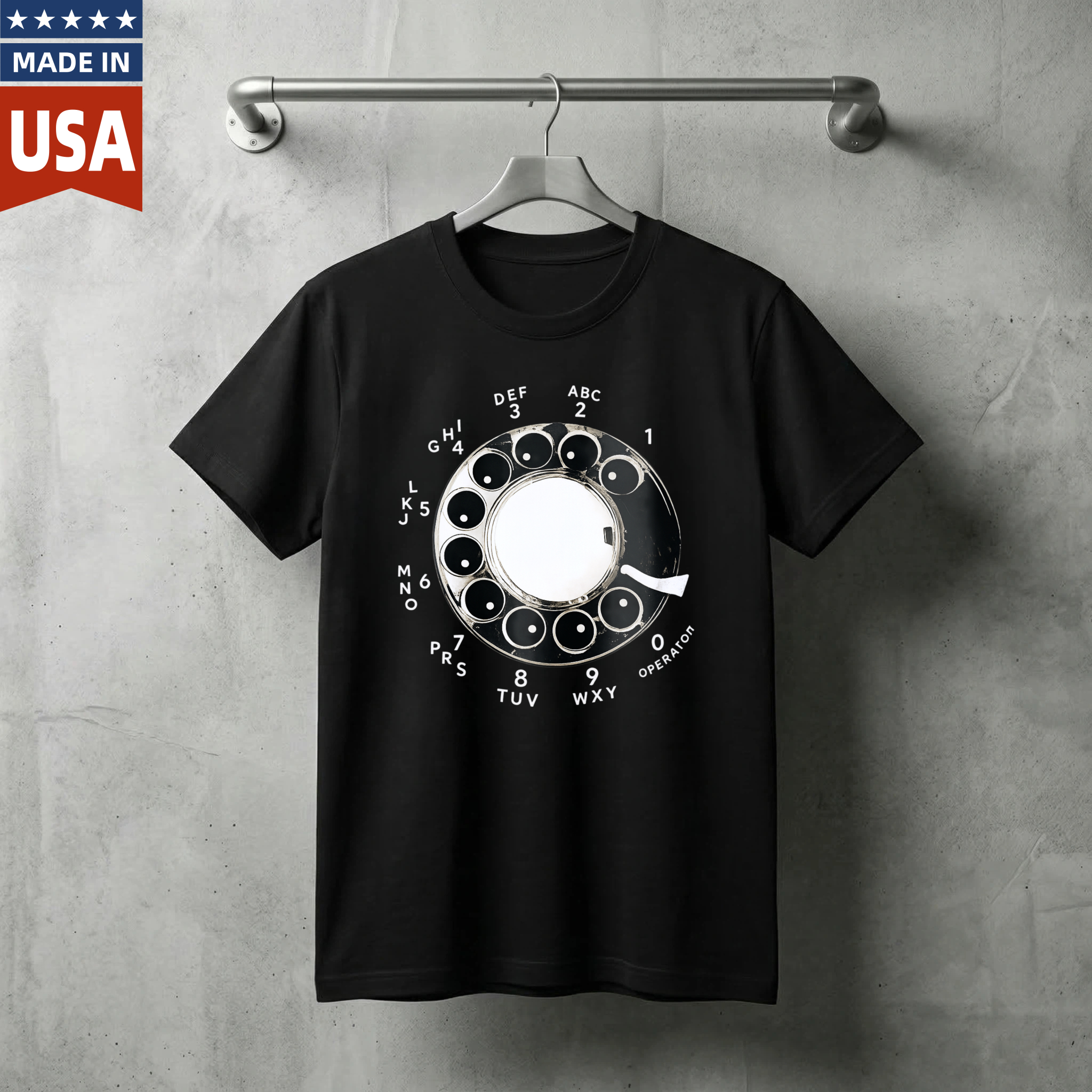 Retro Rotary Dial Phone T-Shirt Vintage Telephone Design Made In Usa Unisex Black Shirt Classic Communication Theme Graphic Tee