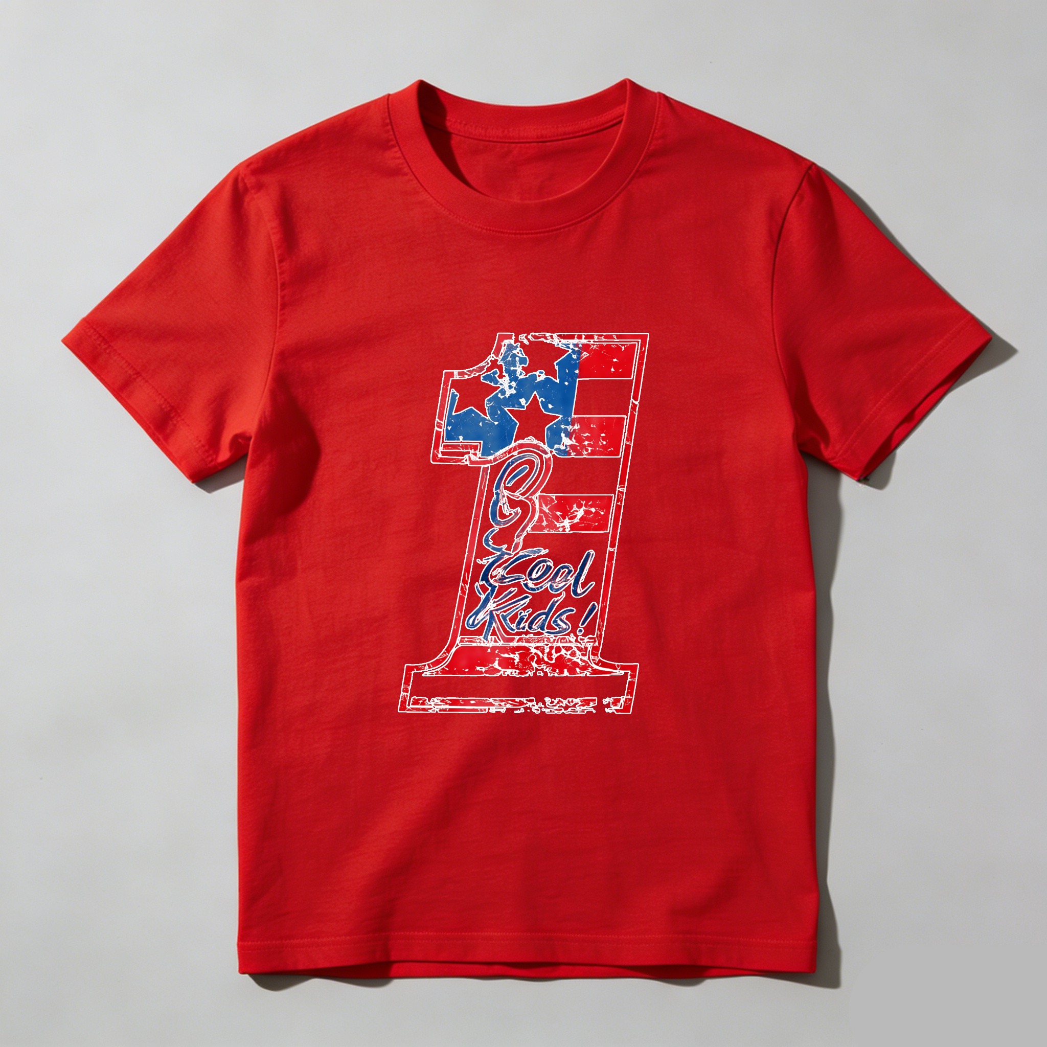 Cool Kids Number One American Flag Design T Shirt Made In Usa