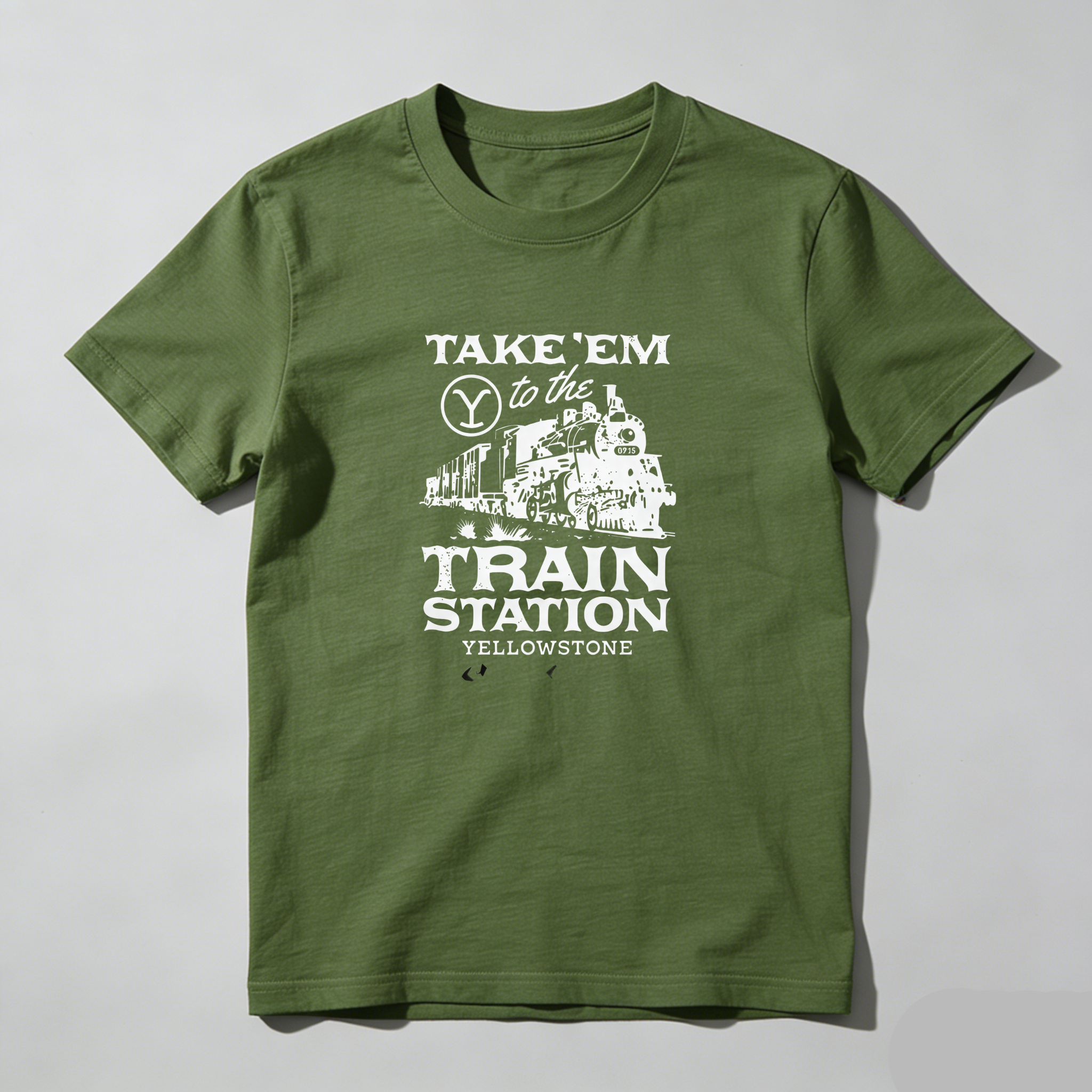 TEECURENT Take Em To The Train Station Yellowstone Pure Cotton Short Sleeve T Shirt-TeeCurent