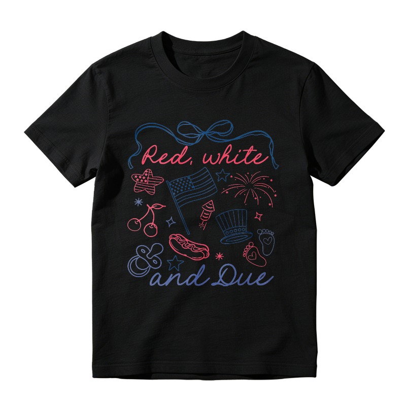 Red White And Due Patriotic American Flag Fireworks Hot Dog Cherry Hat Footprint Stars Unisex Classic T-shirt