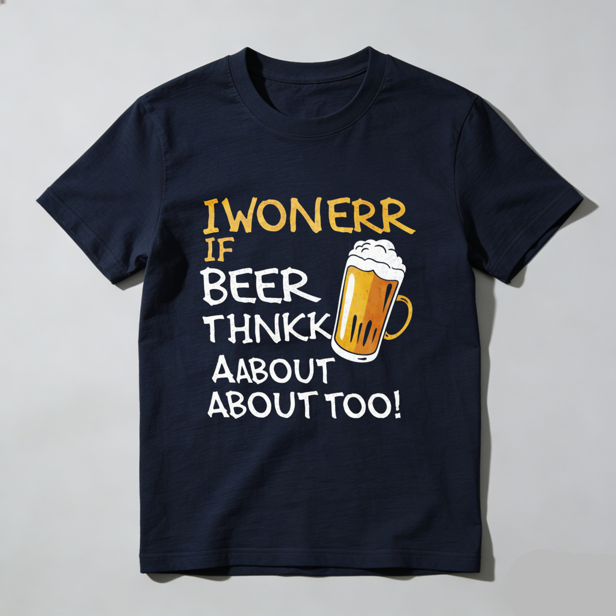 TEECURENT I Wonerr If Beer Thnkk About About Too Funny Beer Lover T Shirt Humorous Drinking Quote Graphic Tee For Men And Women WOMEN