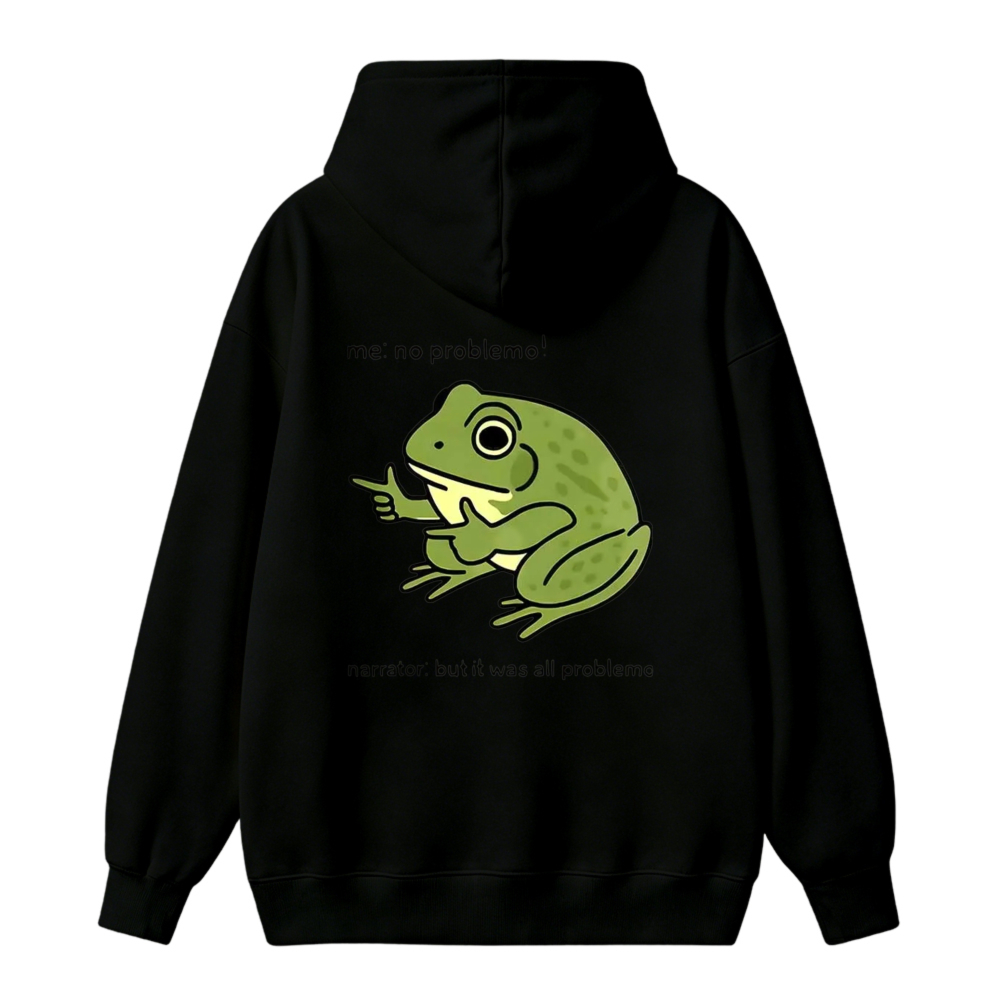 Cute Green Frog Pointing Cartoon Graphic Unisex Classic Hoodie