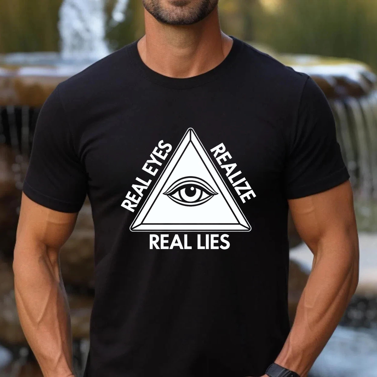 TEECURENT  Real Eyes Realize Real Lies Eye In Triangle TEECURENT
