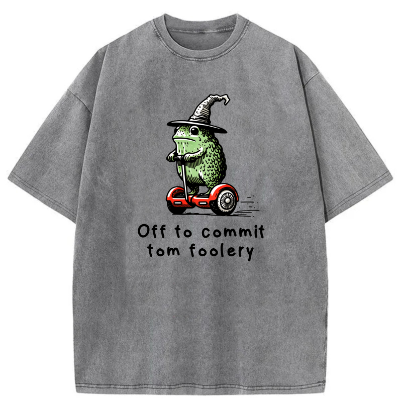 Frog Wizard On Scooter Tom Foolery tshirt 100% cotton