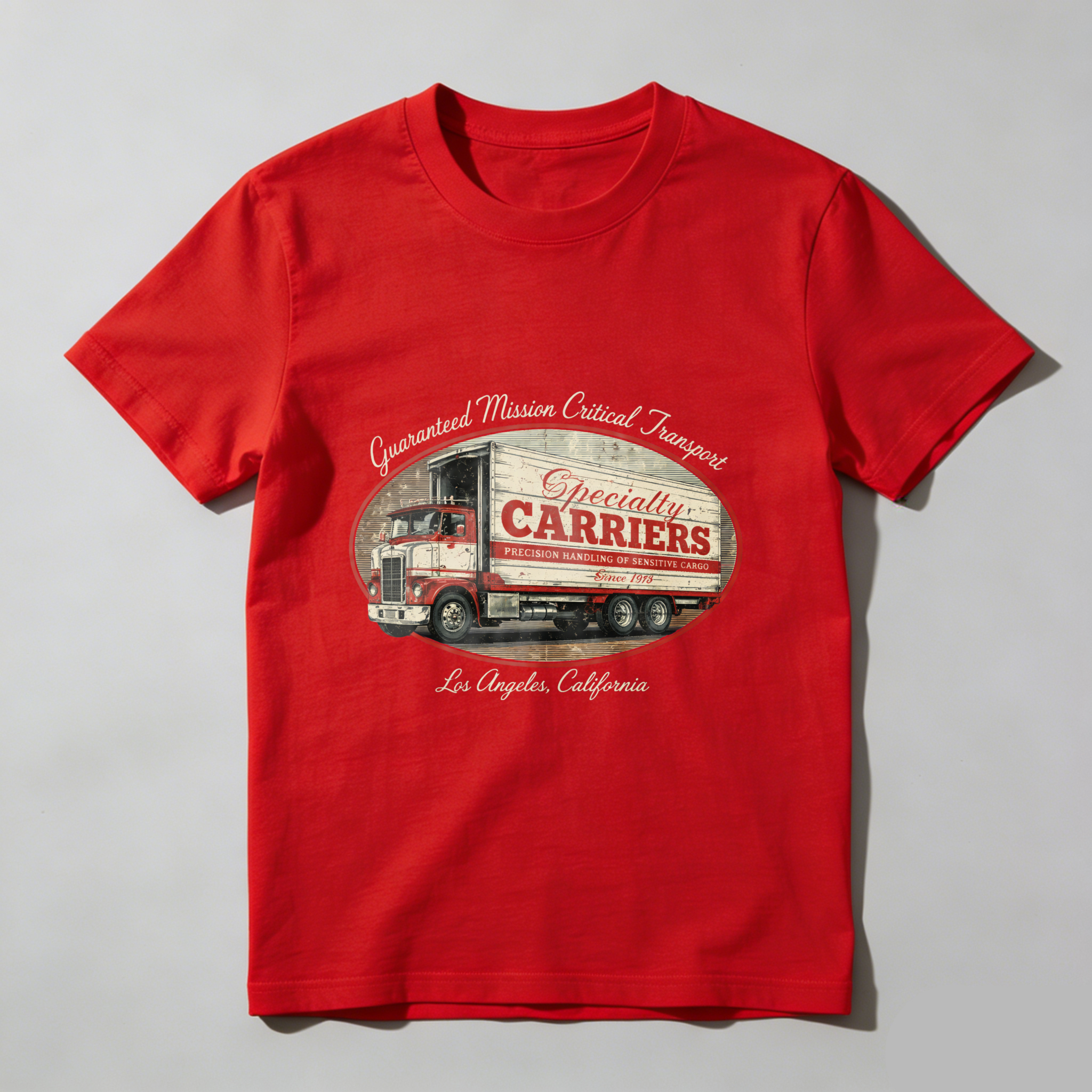 Specialty Carriers Guaranteed Mission Critical Transport Los Angeles California Trucking T-Shirt