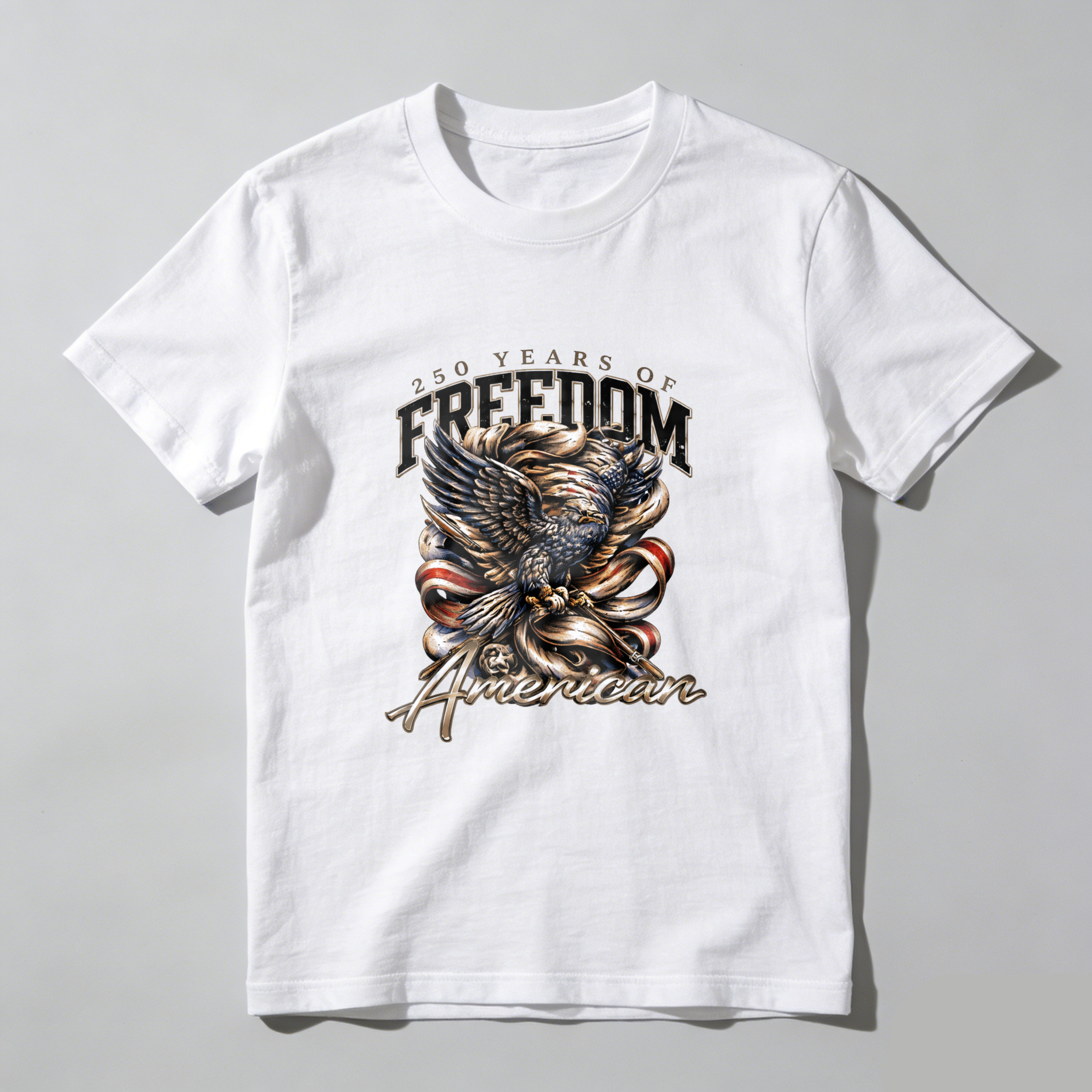 American Eagle Freedom 250 Years Patriotic T Shirt Men Women Black Cotton Graphic Tee Independence Day Celebration Apparel