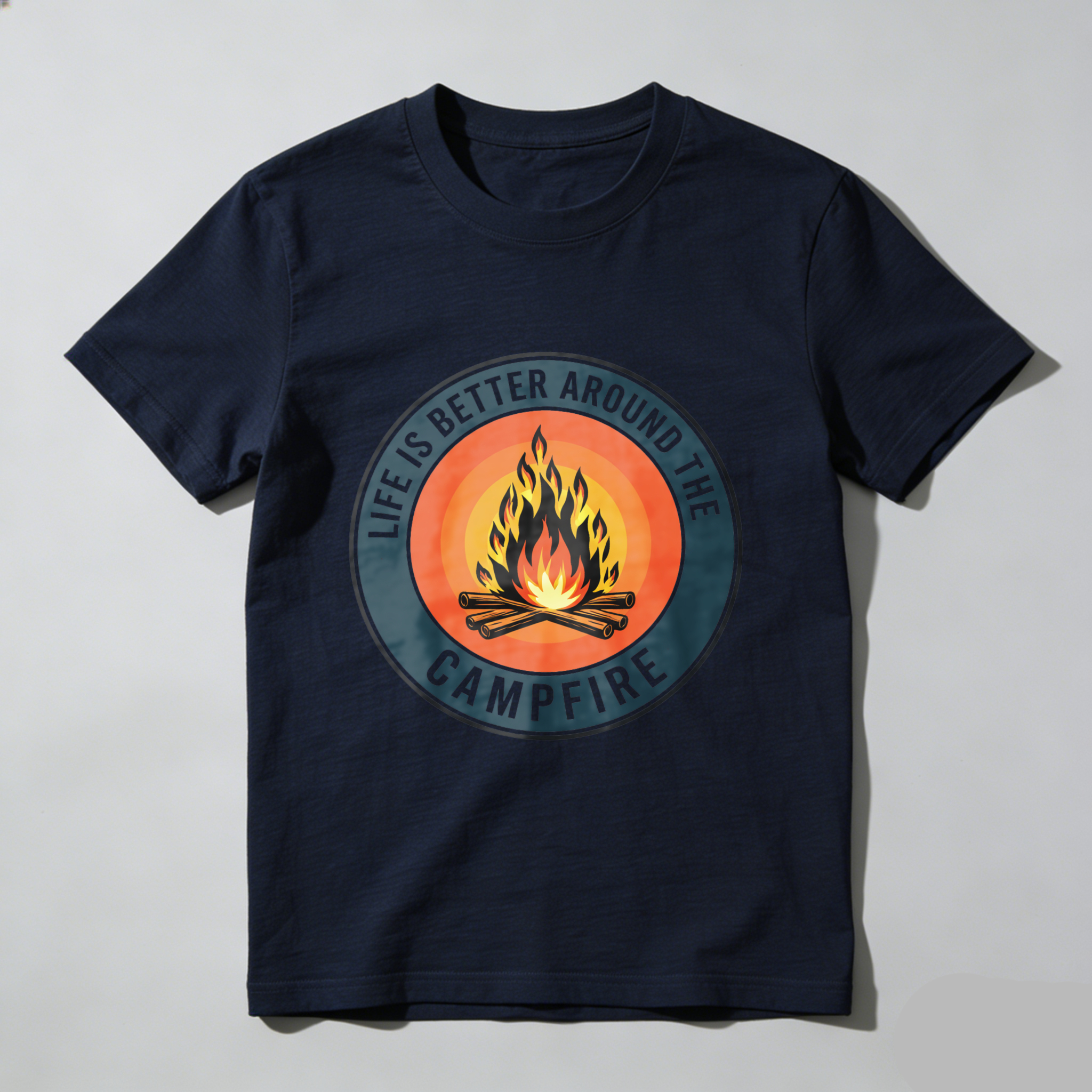 TEECURENT Life Is Better Around The Campfire Outdoor Camping T-Shirt Adventure Nature Flame Design Graphic Tee WOMEN