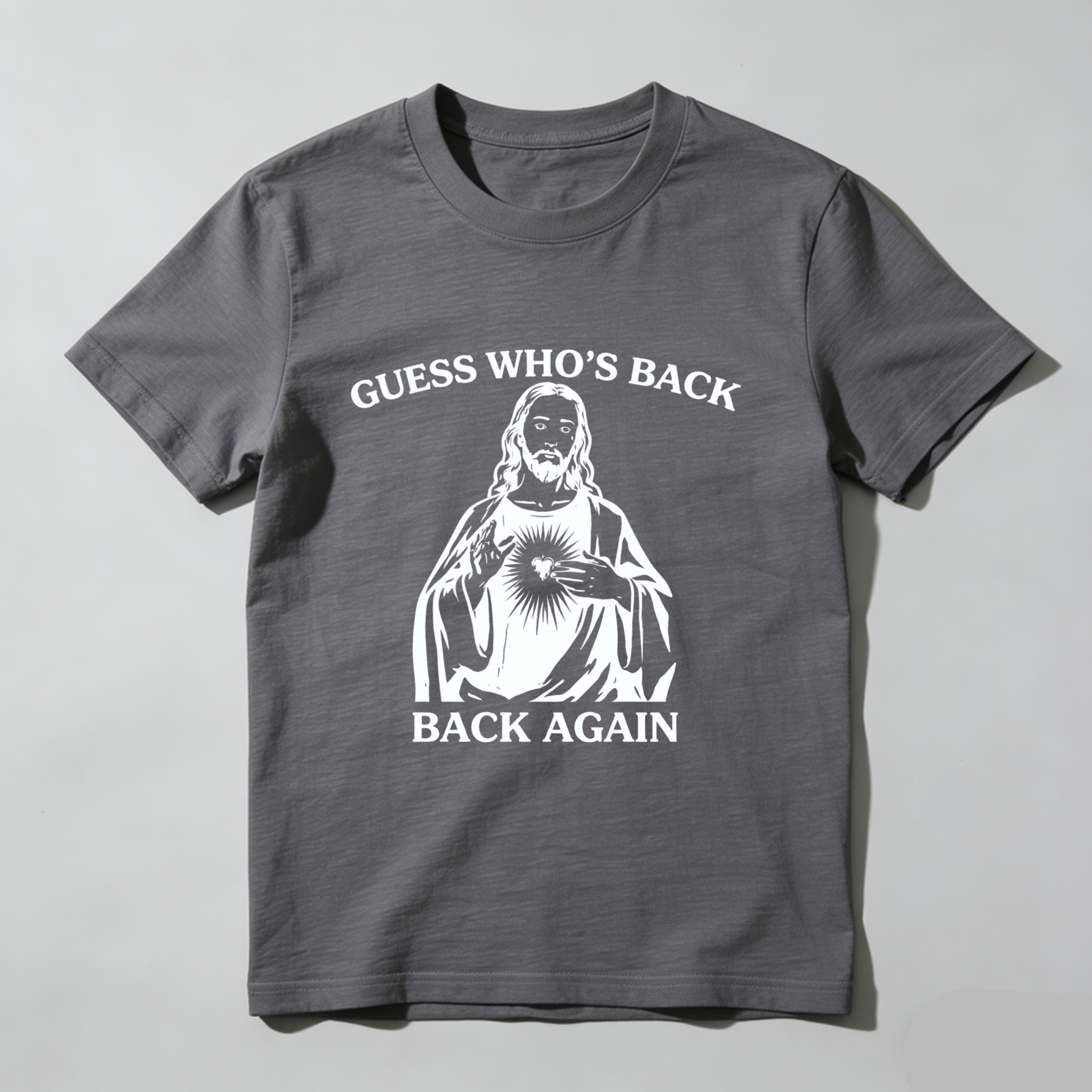 TEECURENT Guess Whos Back Jesus Christ Back Again T Shirt Religious Christian Faith Humor Gift WOMEN