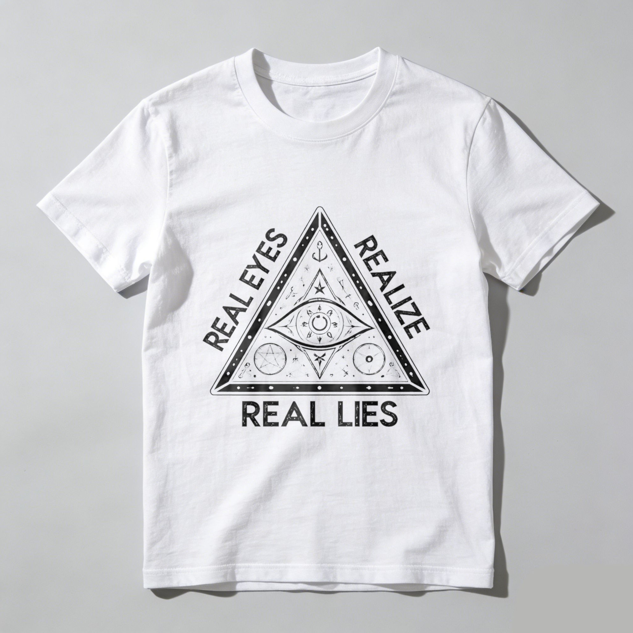 TEECURENT  Real Eyes Realize Real Lies Pyramid Eye Symbol(7) TEECURENT