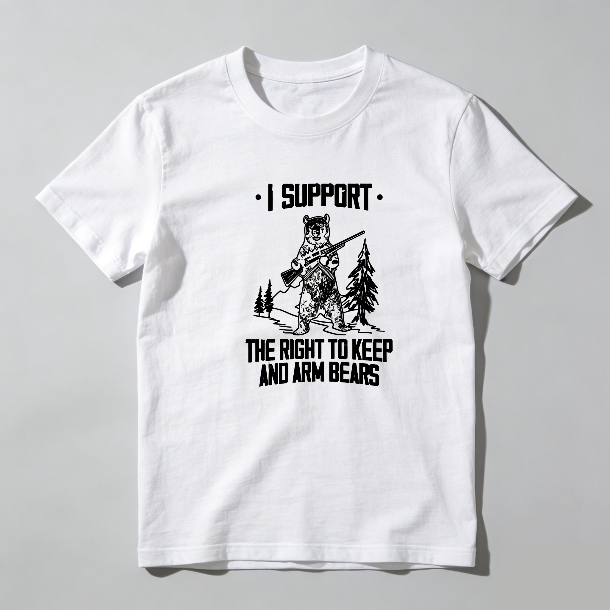 TEECURENT I Support The Right To Keep And Arm Bears Pure Cotton Short Sleeve T Shirt-TeeCurent