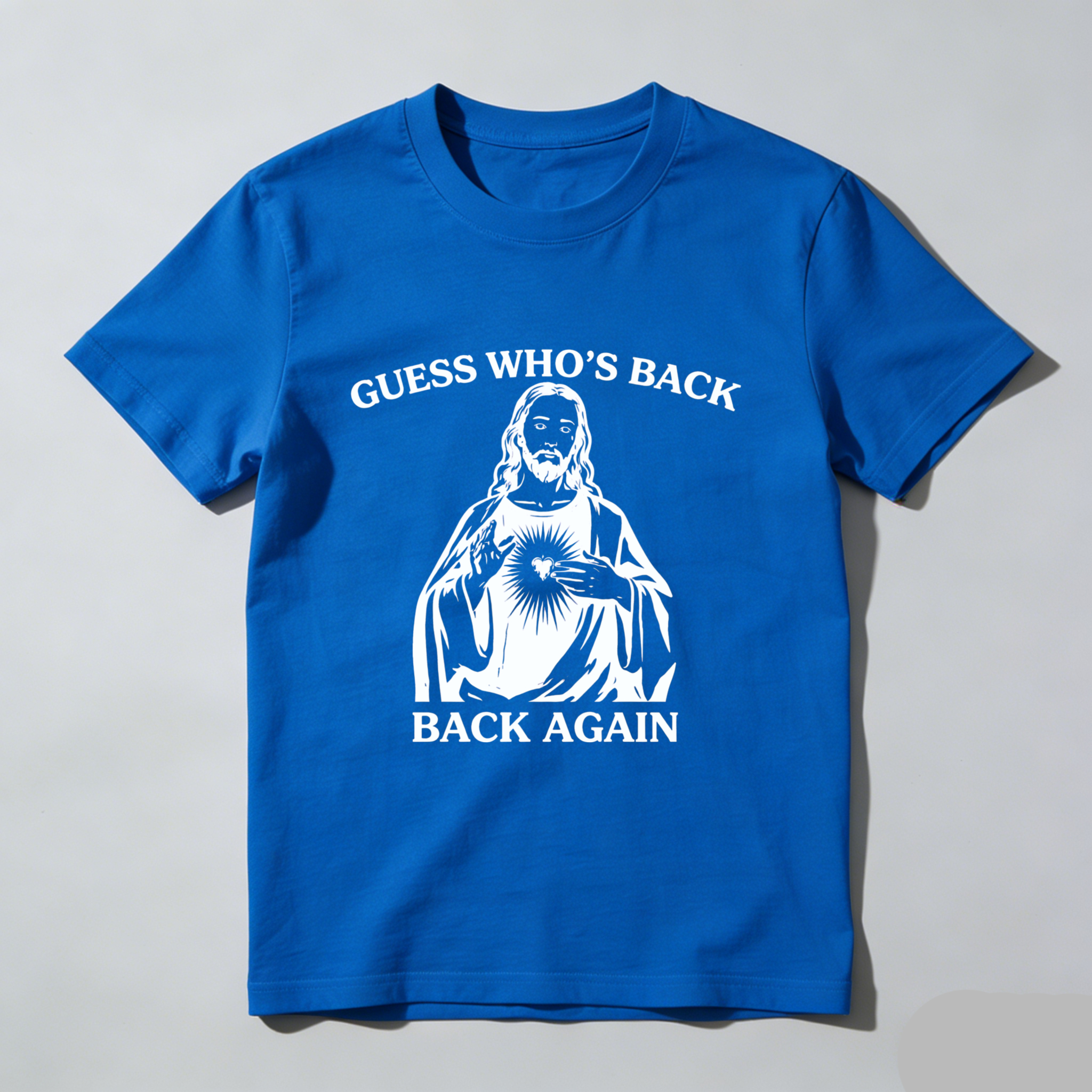 TEECURENT Guess Whos Back Jesus Christ Back Again T Shirt Religious Christian Faith Humor Gift WOMEN