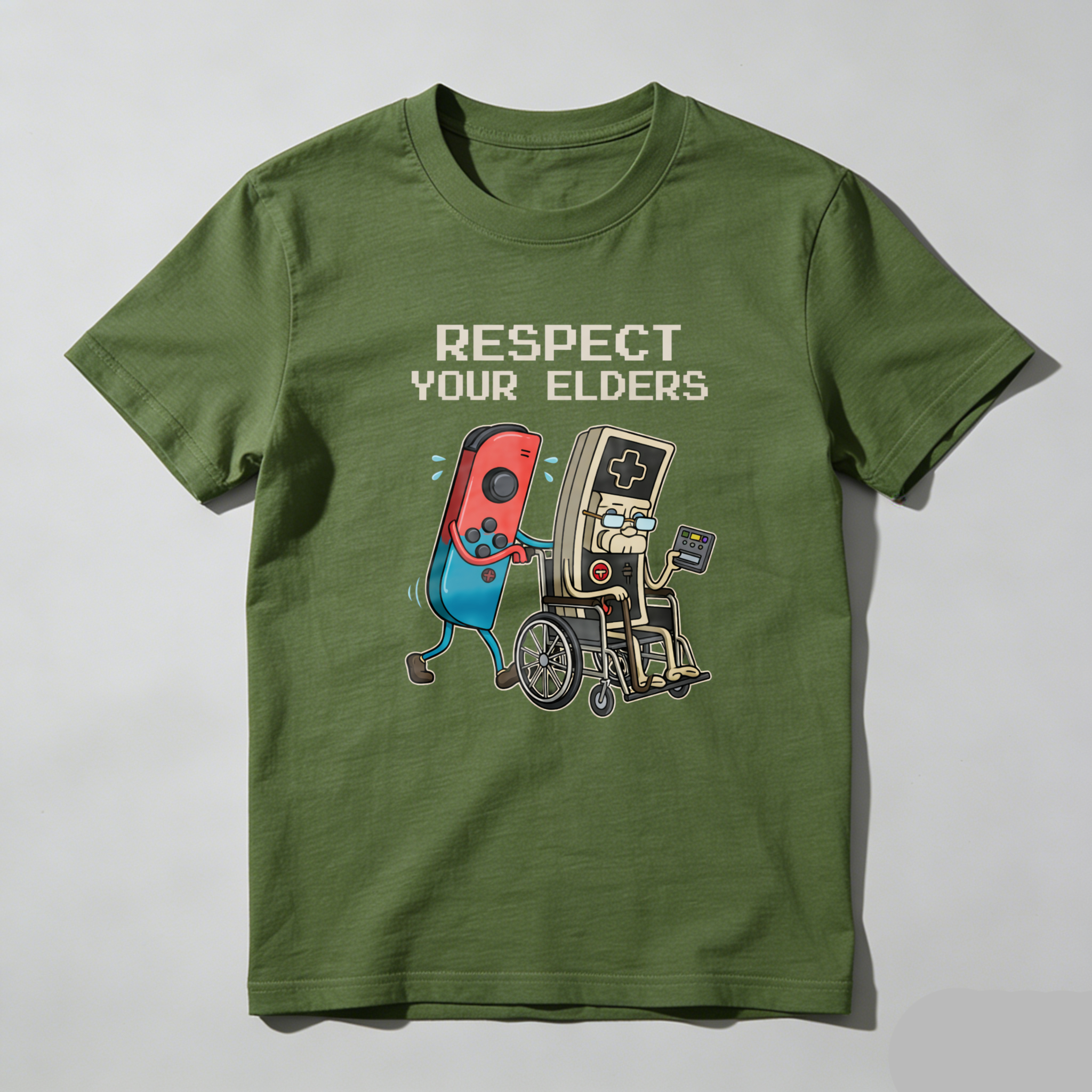 TEECURENT Respect Your Elders Nintendo Switch And Game Boy T-Shirt Gaming Humor Shirt For Gamers-TeeCurent