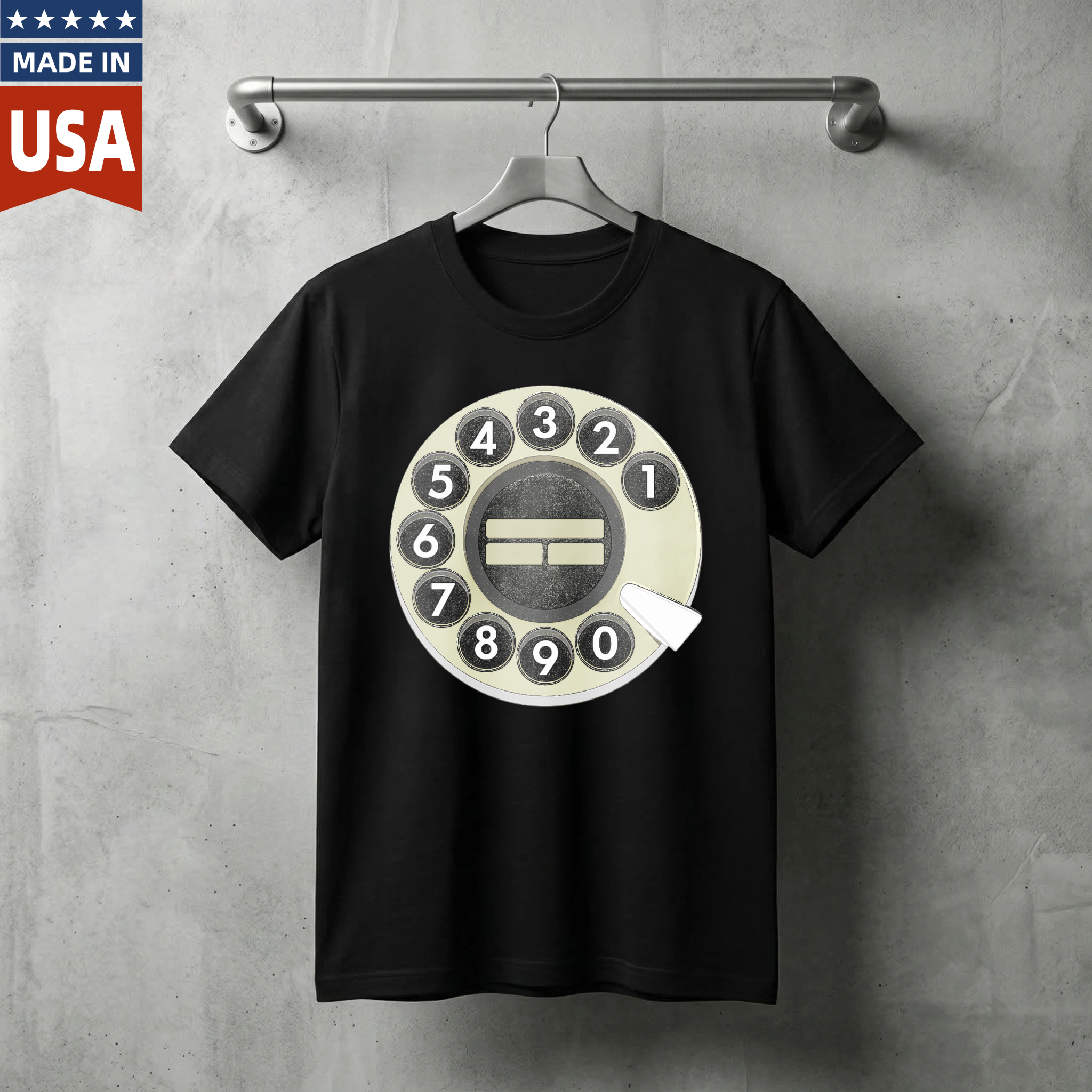 Retro Rotary Phone Dial T-Shirt Vintage Telephone Design Made In Usa