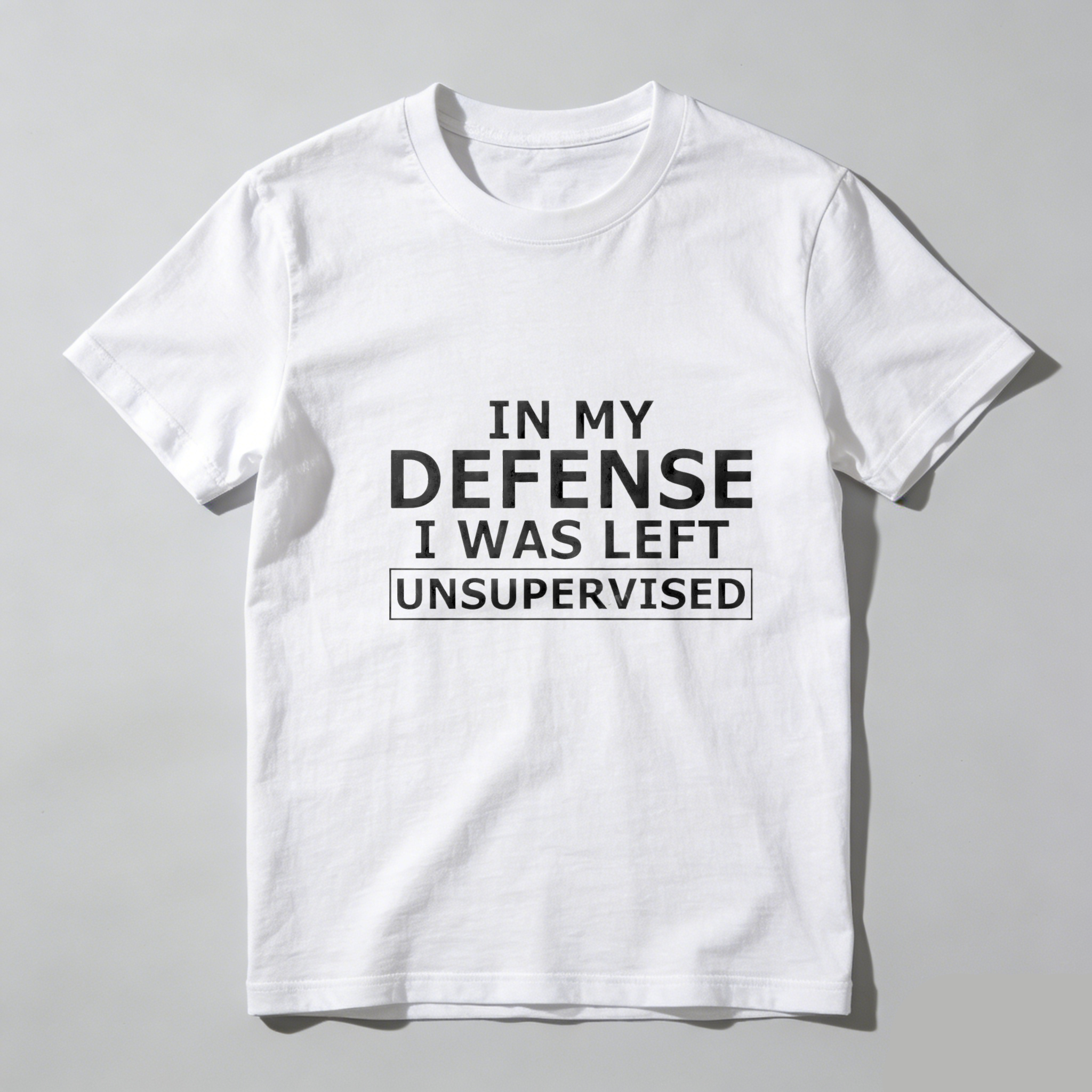 TEECURENT In My Defense I Was Left Unsupervised Pure Cotton Short Sleeve T Shirt-TeeCurent
