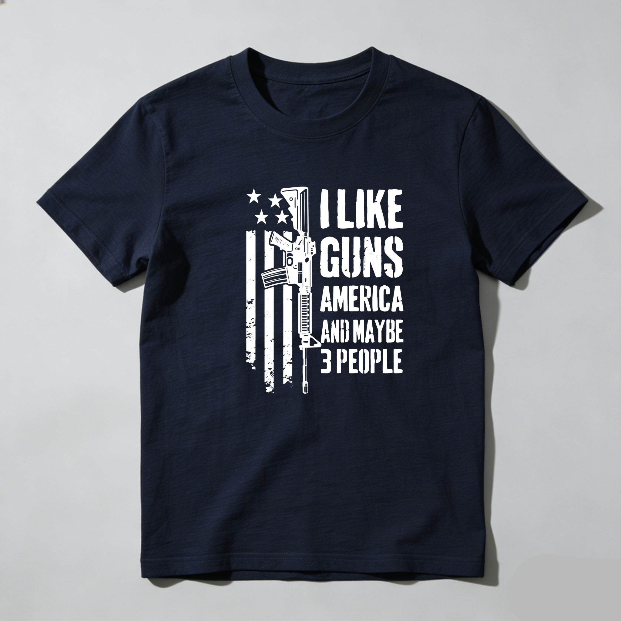 TEECURENT I Like Guns America And Maybe 3 People Pure Cotton Short Sleeve T Shirt-TeeCurent