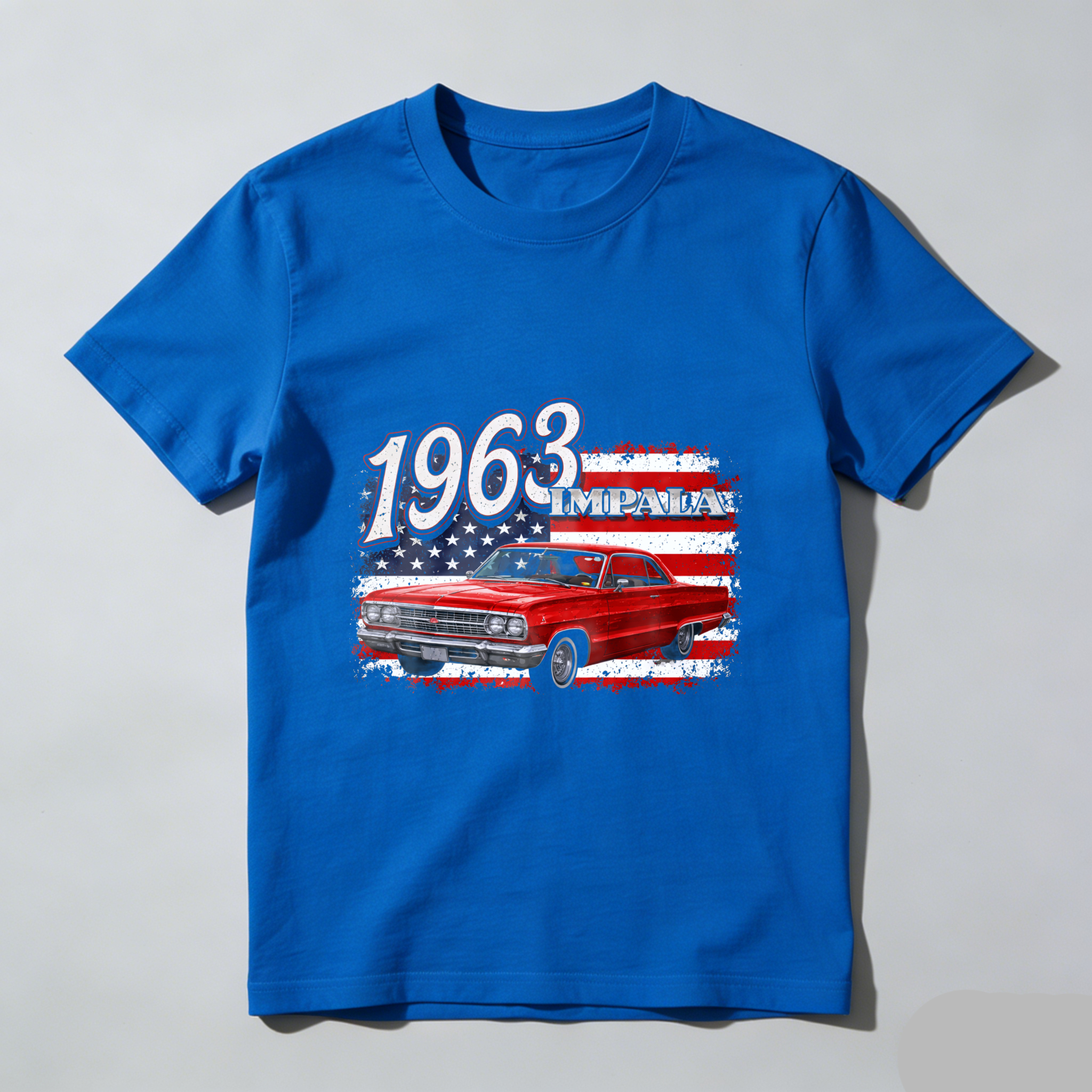 1963 Impala Classic Car American Flag Design T-Shirt