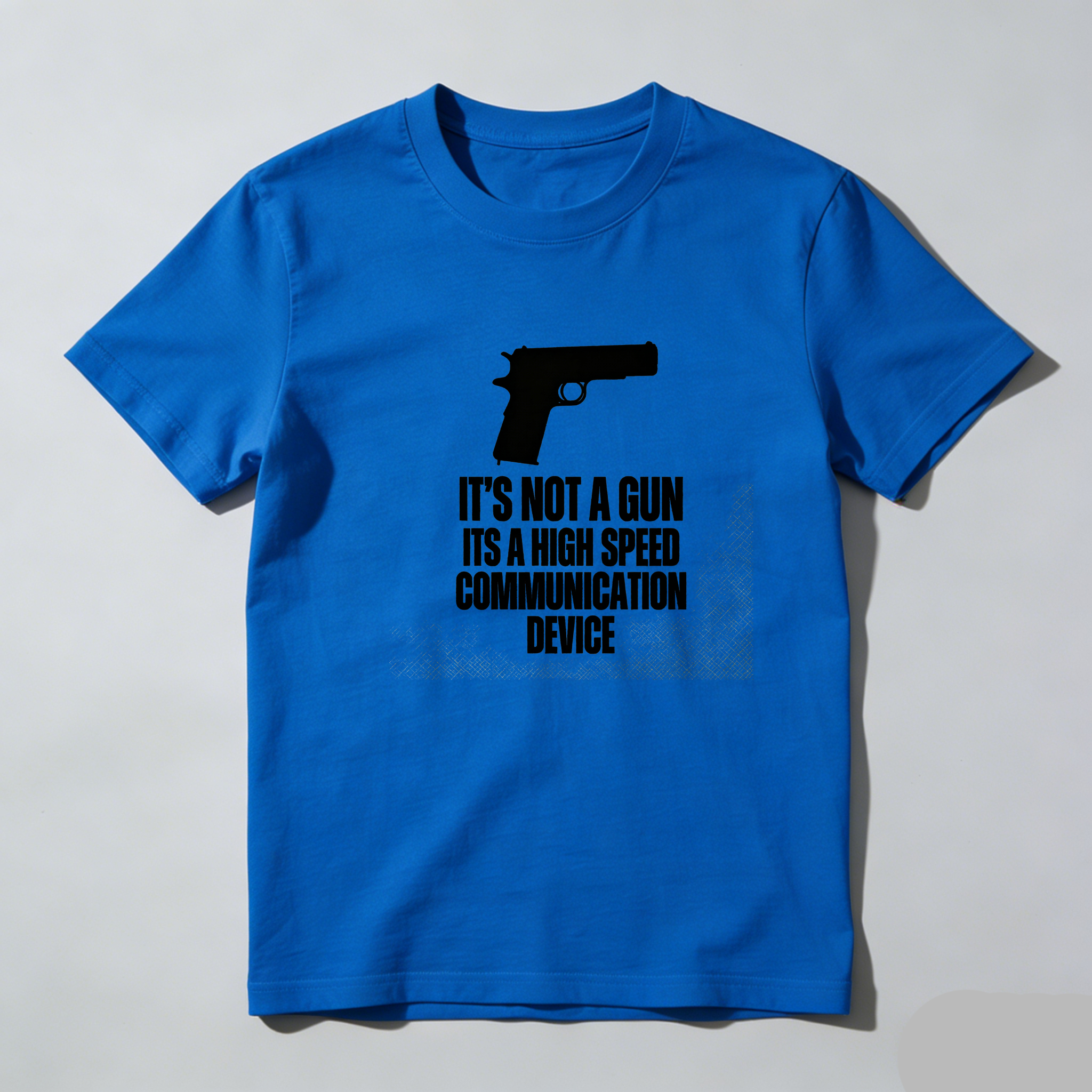 TEECURENT Its Not A Gun Its A High Speed Communication Device Pure Cotton Short Sleeve T-Shirt-TeeCurent