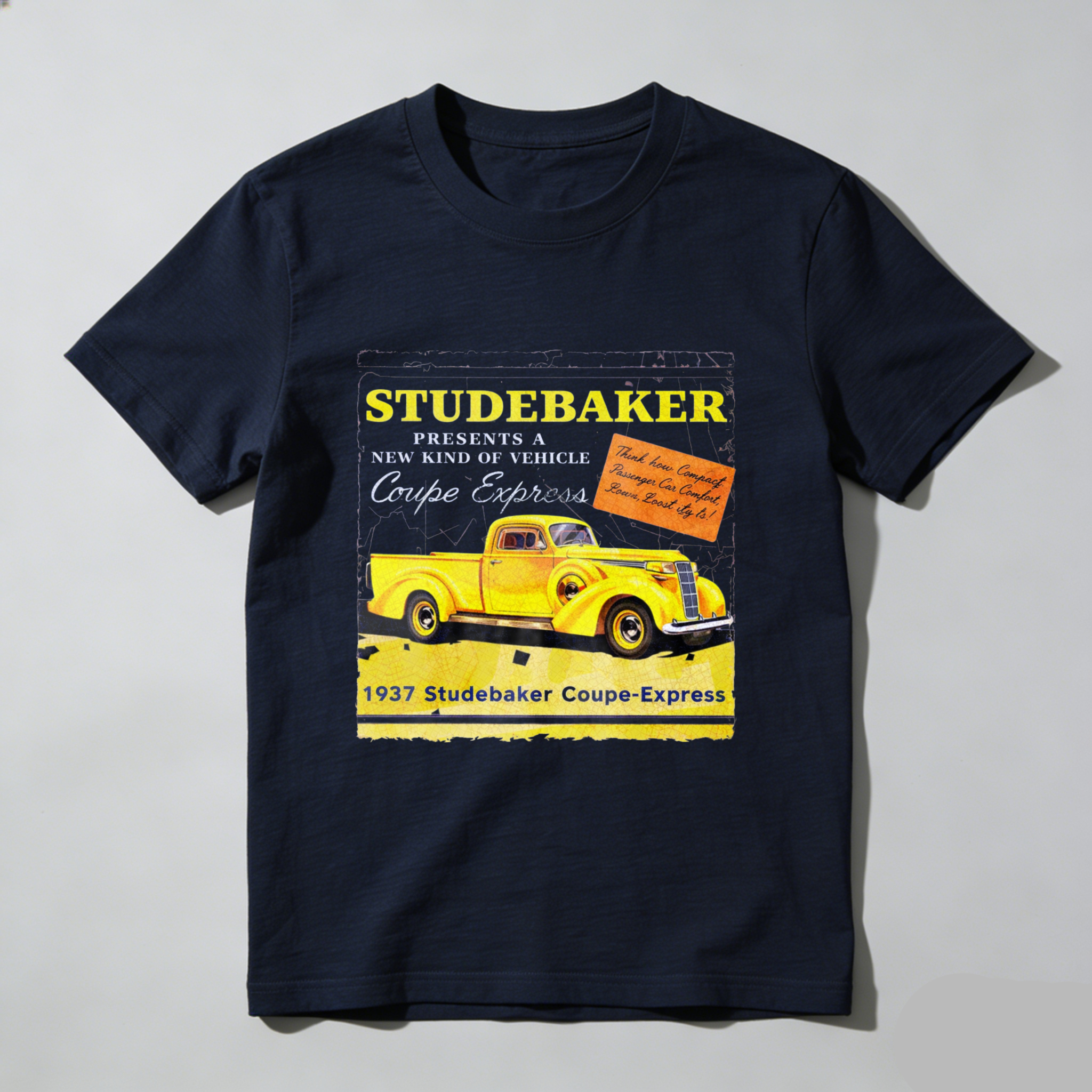 Studebaker 1937 Coupe Express Vintage Car Advertisement T-Shirt Classic Automotive Design Men's Black Shirt
