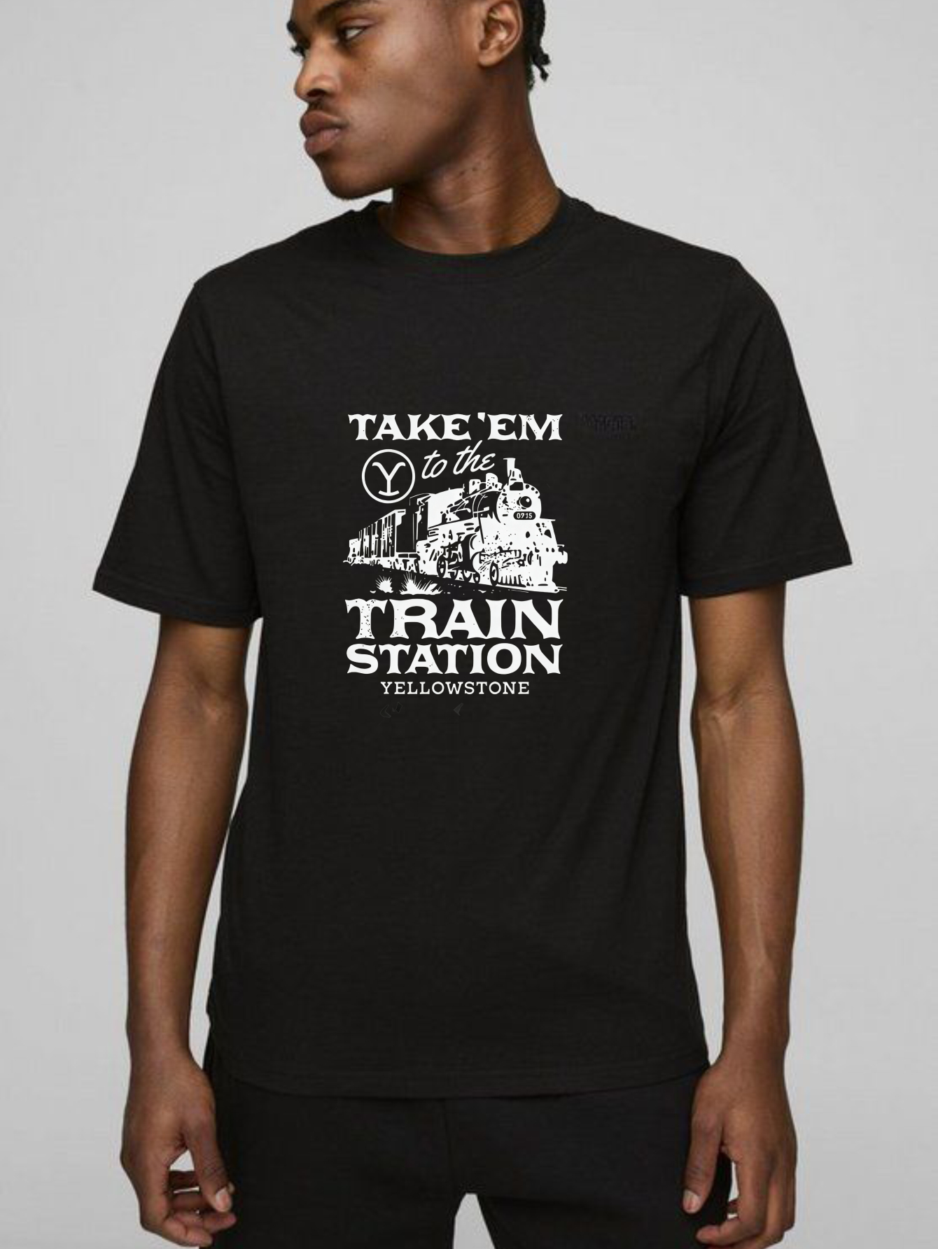 TEECURENT Take Em To The Train Station Yellowstone Pure Cotton Short Sleeve T Shirt-TeeCurent