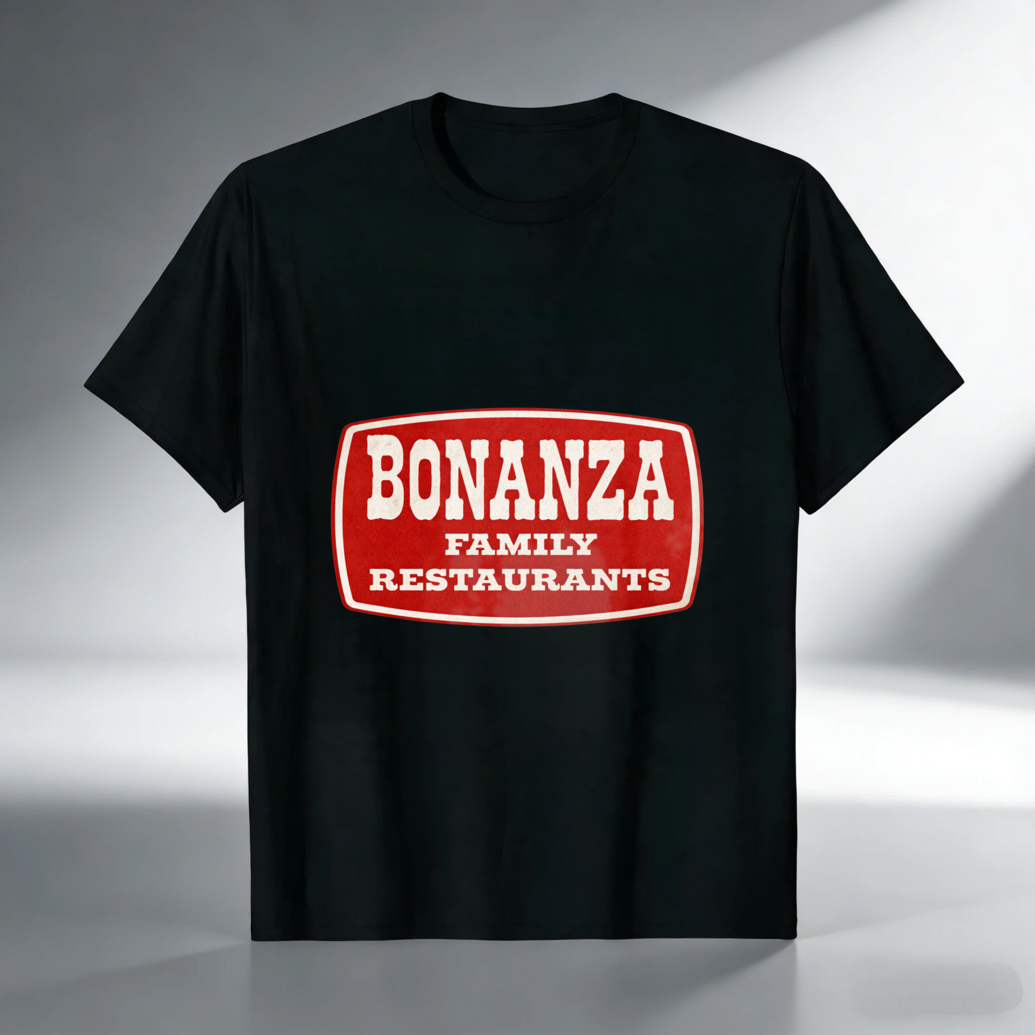 TEECURENT Bonanza Family Restaurants T Shirt Black Classic Logo Design Casual Wear