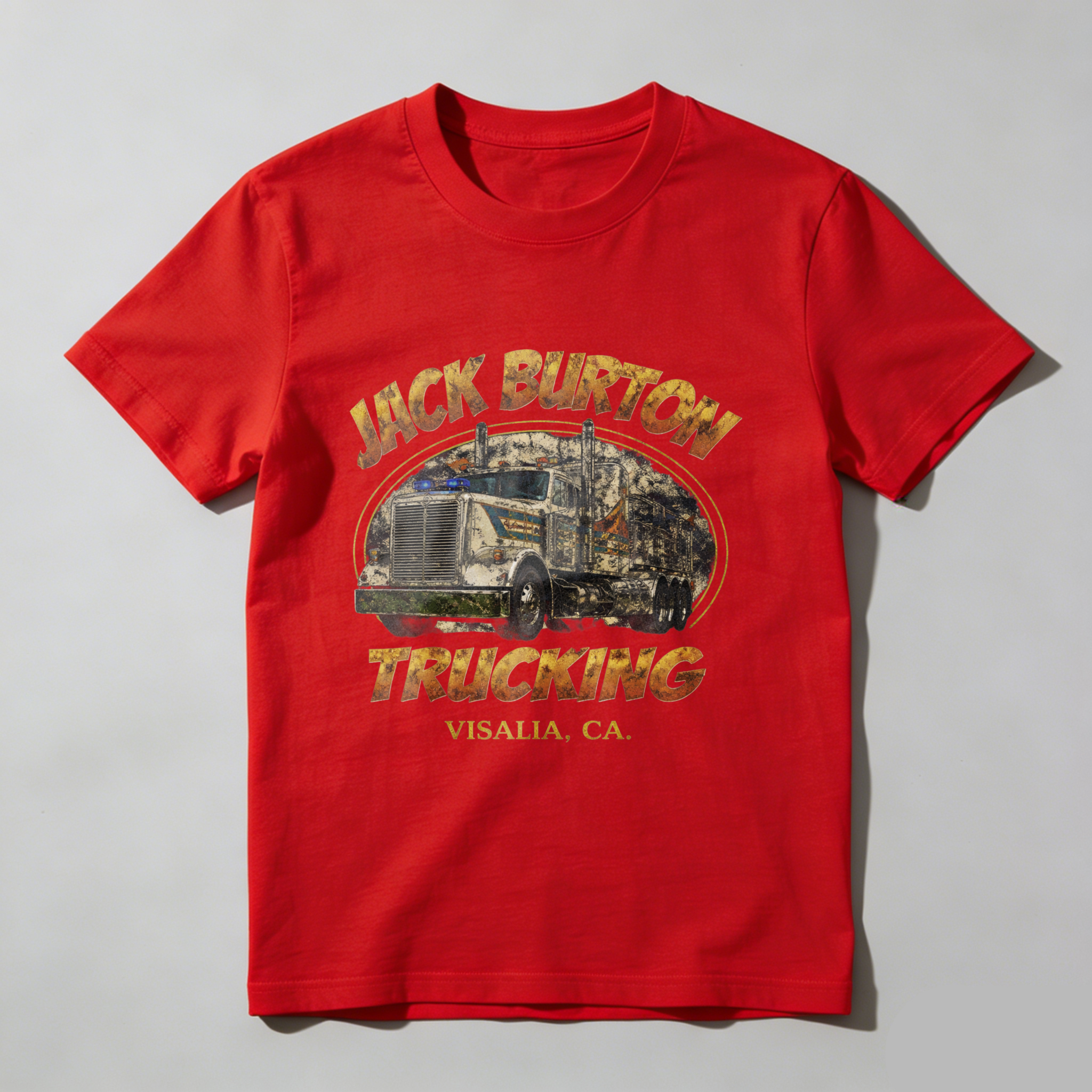 TEECURENT Jack Burton Trucking Visalia Ca T Shirt Men's Classic Fit Cotton Graphic Tee Apparel