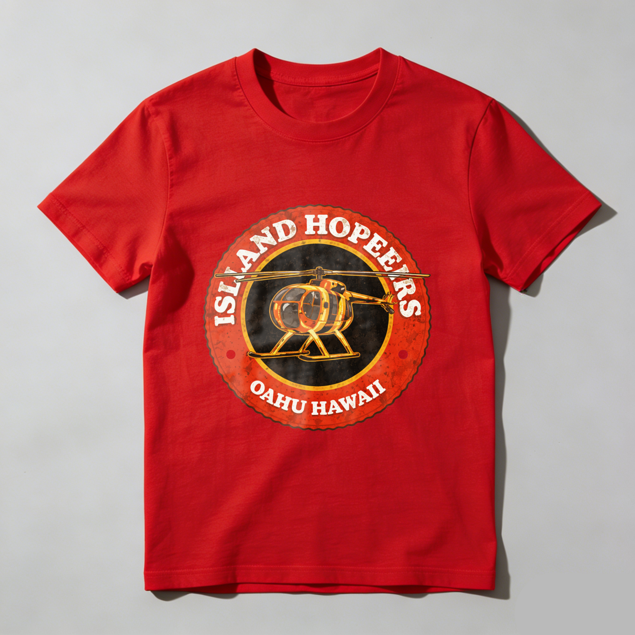 Island Hoppers Oahu Hawaii Helicopter Tour T-Shirt Black
