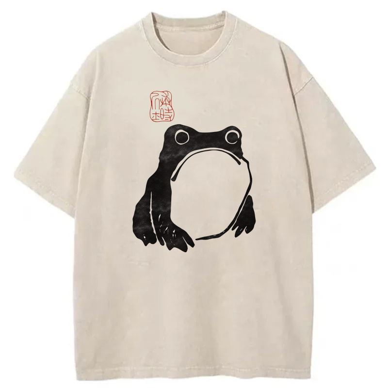 White Frog With Open Mouth Design tshirt 100% cotton