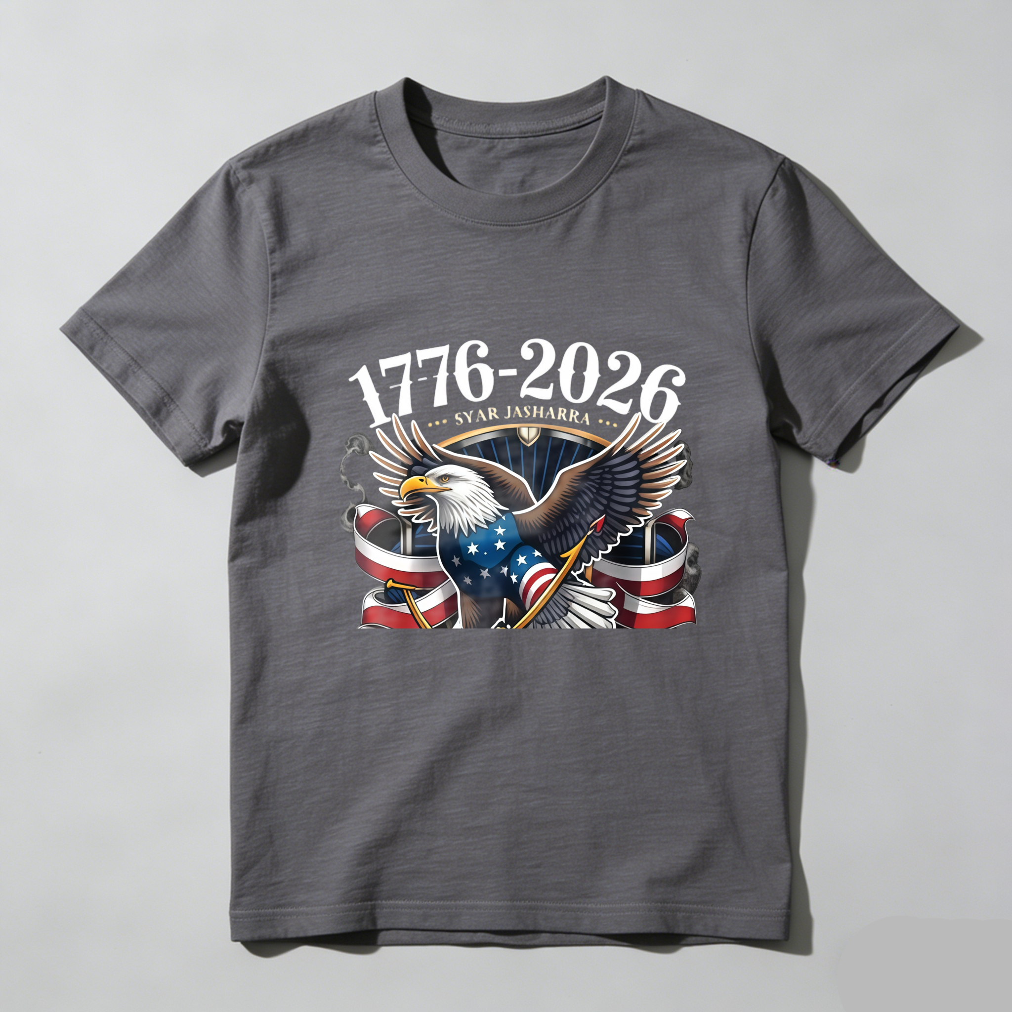 TEECURENT T-SHIRT  Eagle Flag Stars Stripes 1776 2026 America