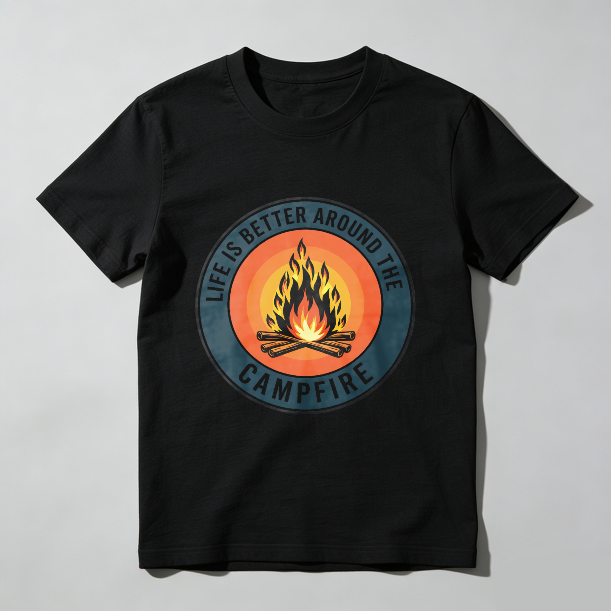 TEECURENT Life Is Better Around The Campfire Outdoor Camping T-Shirt Adventure Nature Flame Design Graphic Tee WOMEN