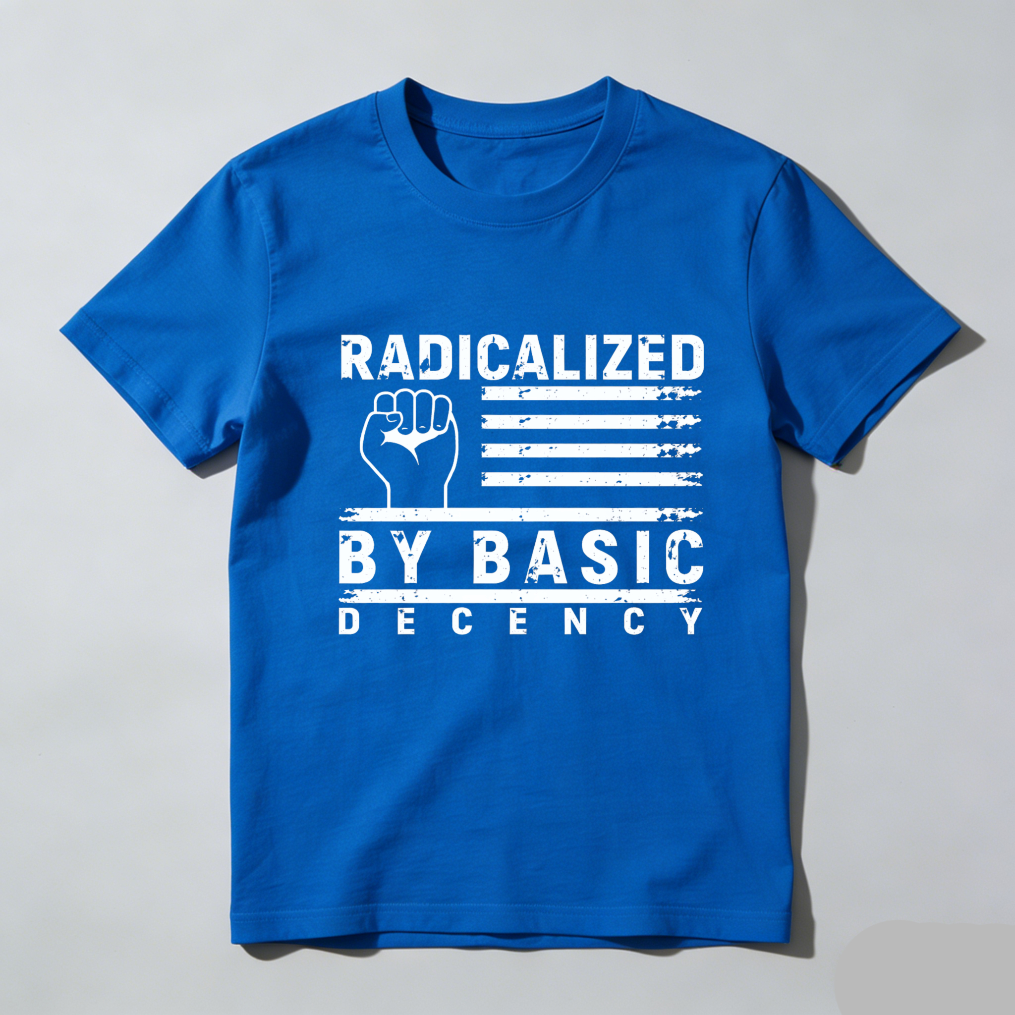 TEECURENTRadicalized By Basic Decency T Shirt With Fist And American Flag Design Black Men Women Unisex Streetwear Graphic Tee-TeeCurent