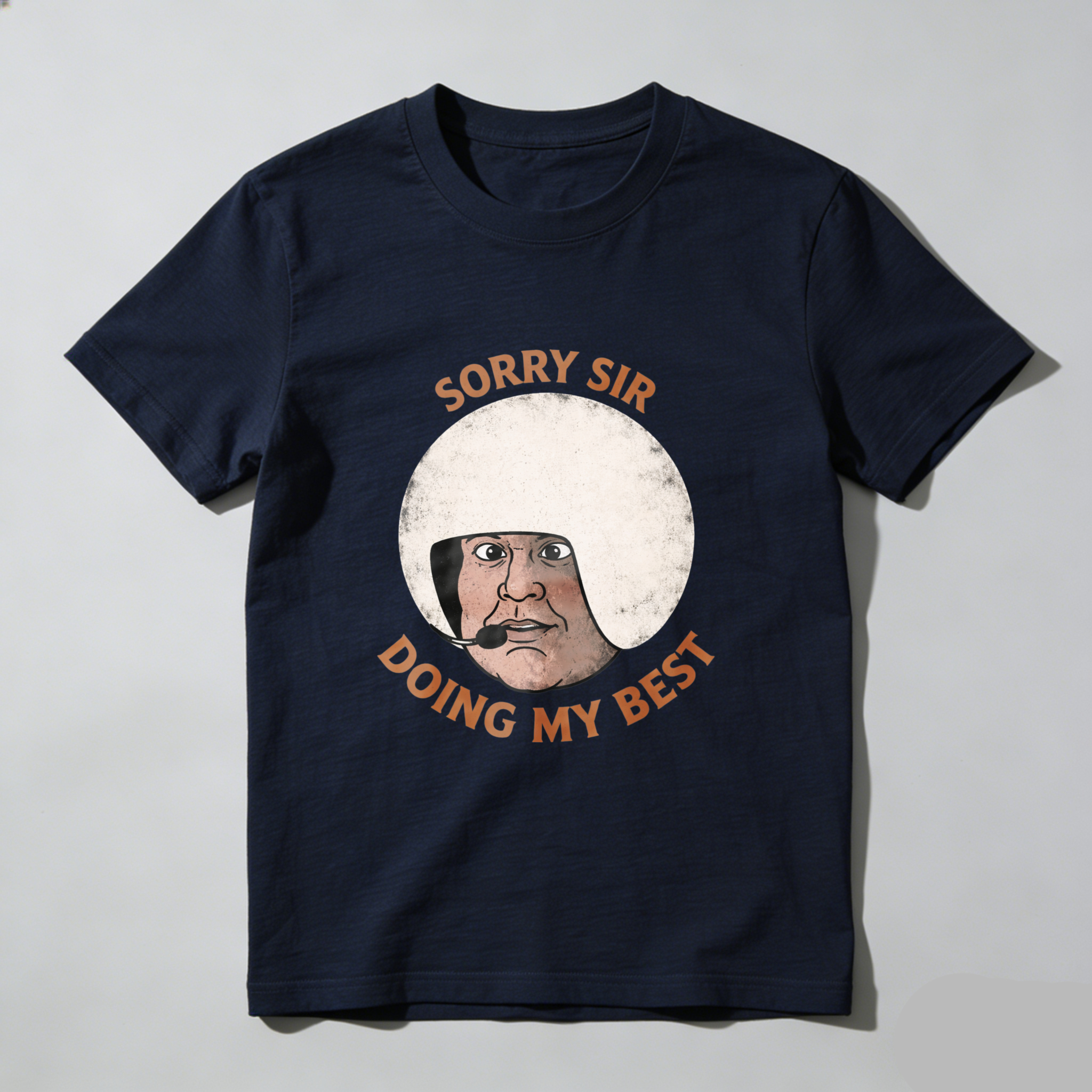 TEECURENT Sorry Sir Doing My Best T-Shirt Funny Humor Shirt With Cartoon Face Design For Men And Women