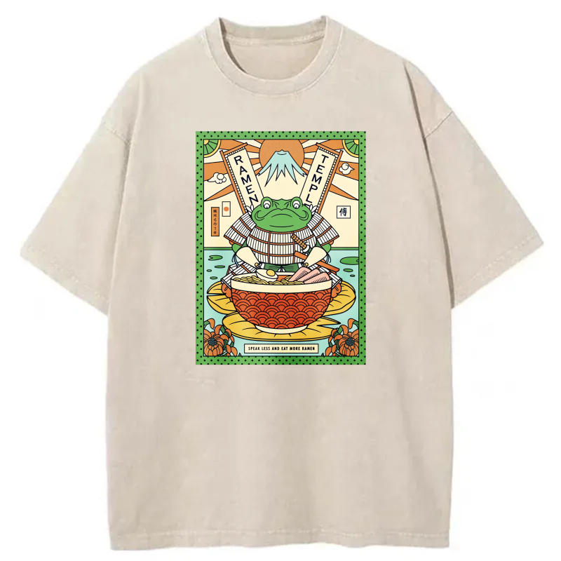 Frog In Bowl With Mount Fuji Background tshirt 100% cotton