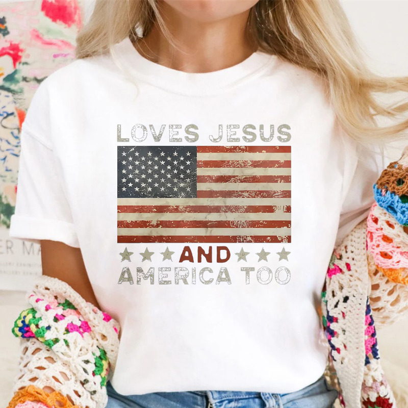American Flag Print Graphic Tee