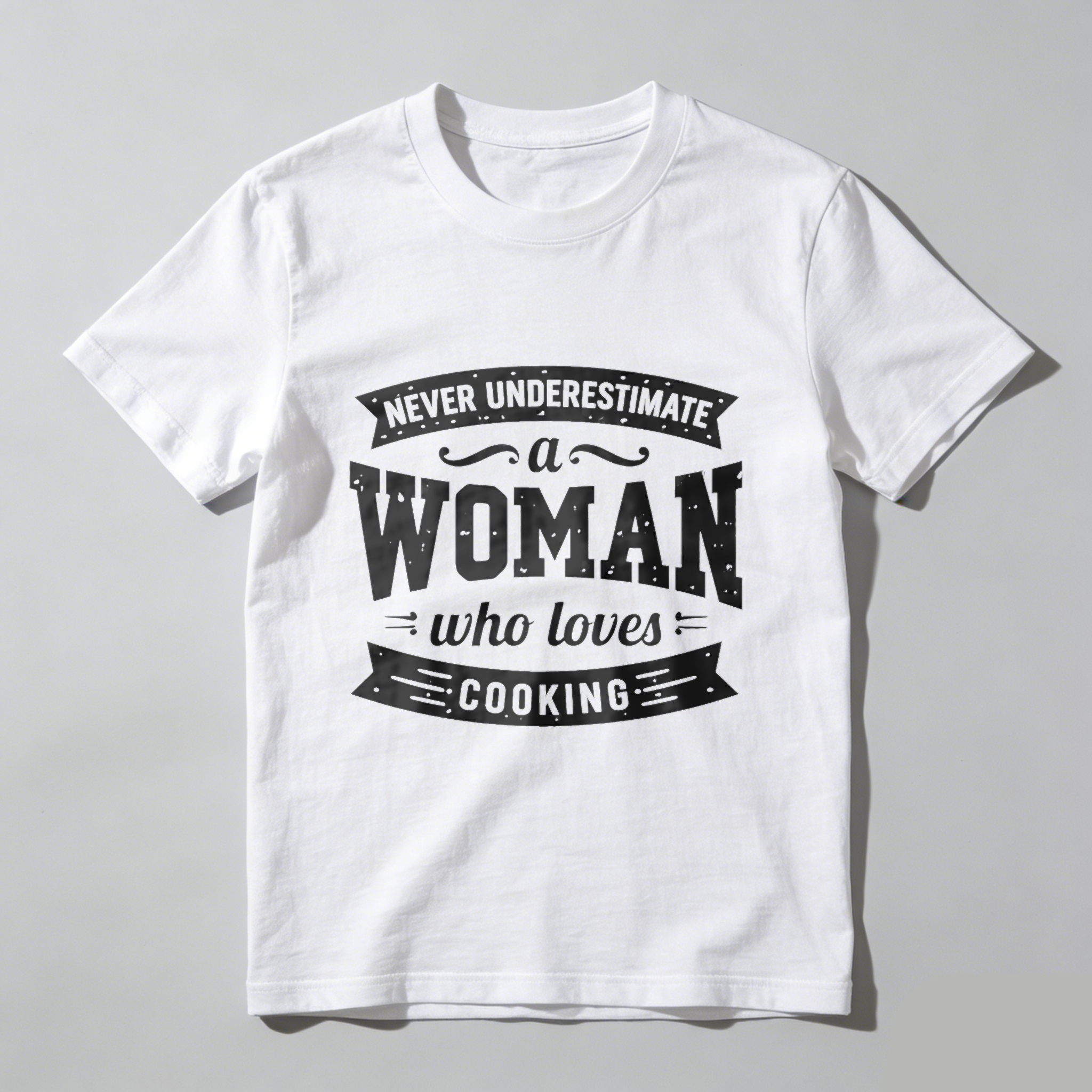 TEECURENT Never Underestimate A Woman Who Loves Cooking T Shirt For Women Chef Gift Cooking Lover Apparel Black Tee WOMEN