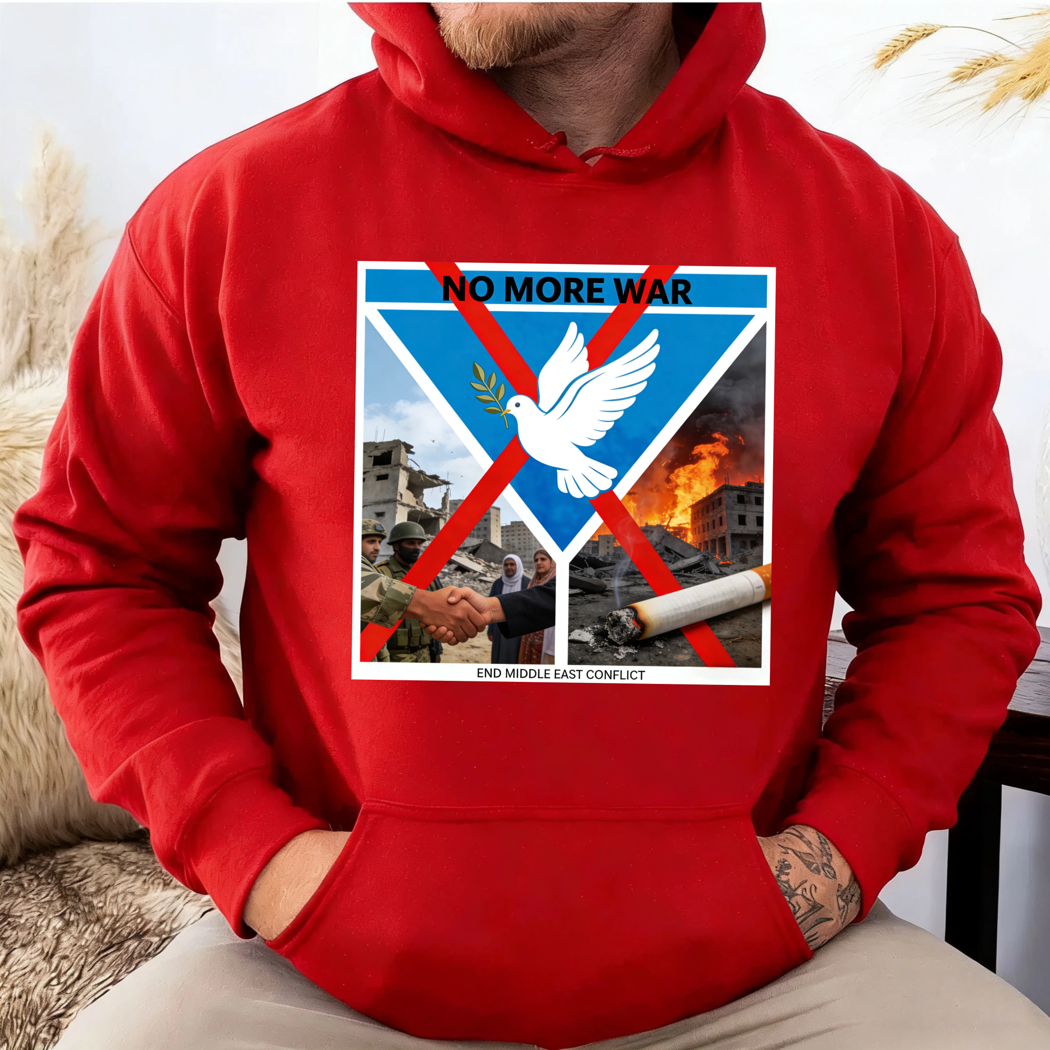 TEECURENT No More War End Middle East Conflict Peace Dove Hoodie For Peace Activists And Anti War Supporters