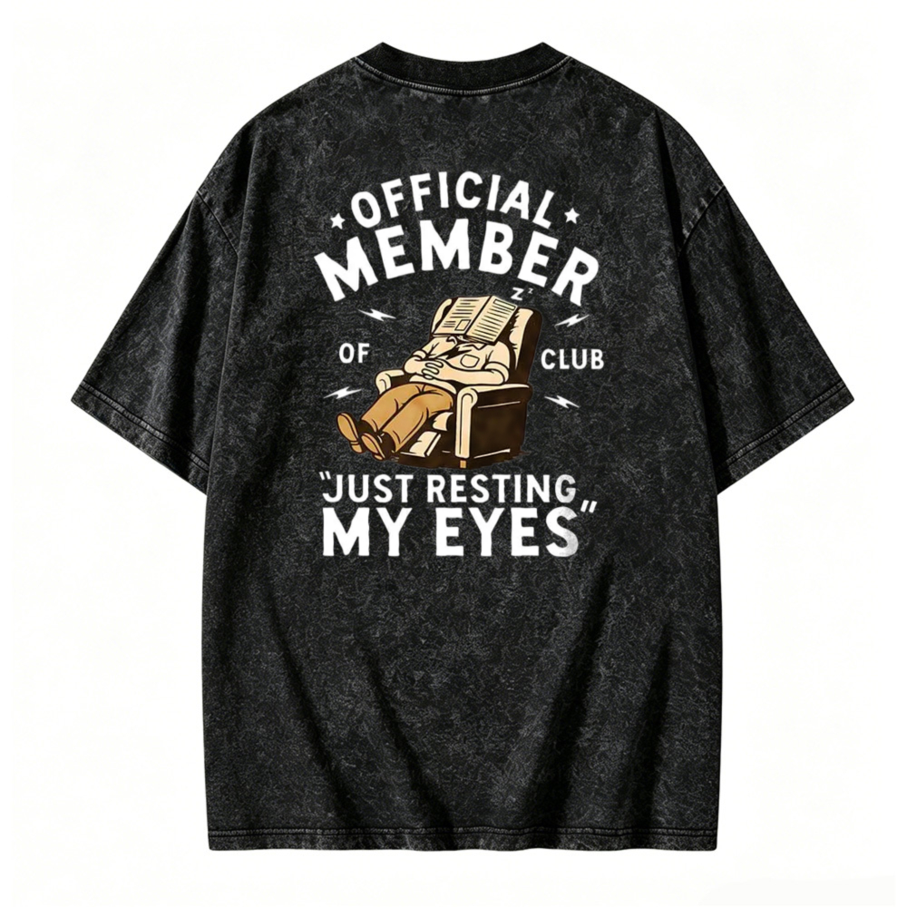 Official Member Of Club Just Resting My Eyes Reading Chair Graphic Washed T-shirt