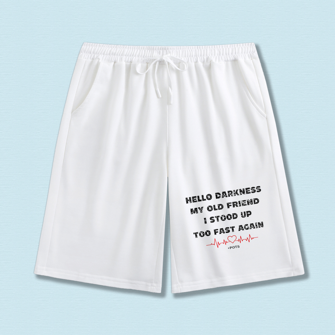 TEECURENT Hello Darkness My Old Friend I Stood Up Too Fast Again Shorts Men Women Casual Loose Fit Drawstring Sportswear Pants