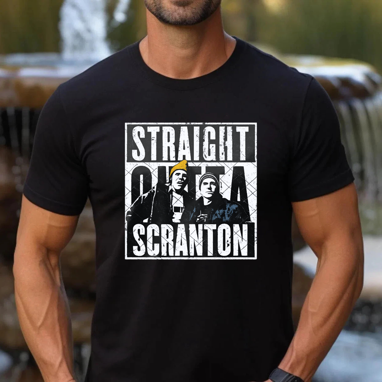 TEECURENT Straight Outta Scranton The Office T Shirt Men Women Unisex Black Comedy Drama TV Show Fan Gift Apparel