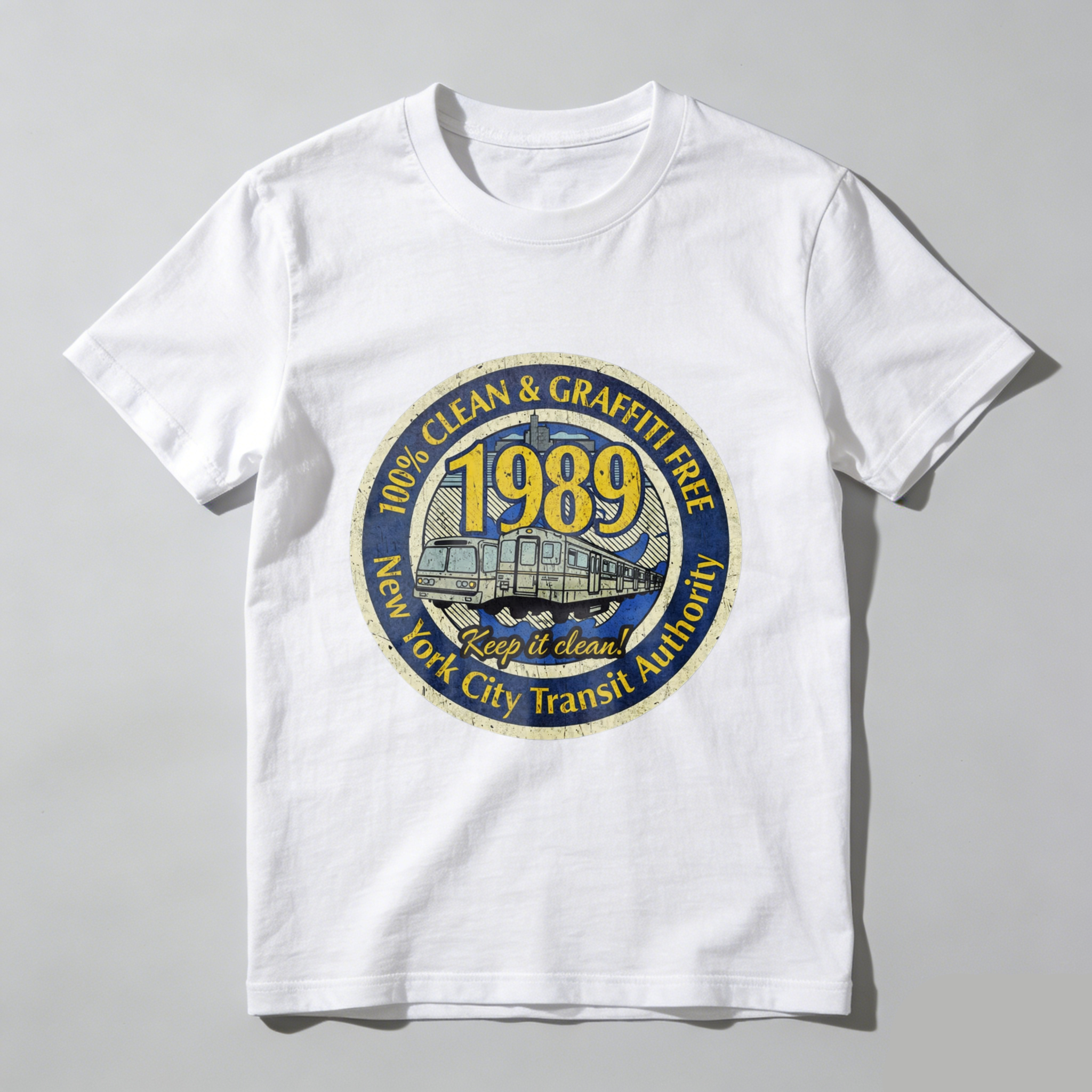 New York City Transit Authority 1989 Clean And Graffiti Free T Shirt Keep It Clean Vintage Design Black Men Women Unisex Apparel