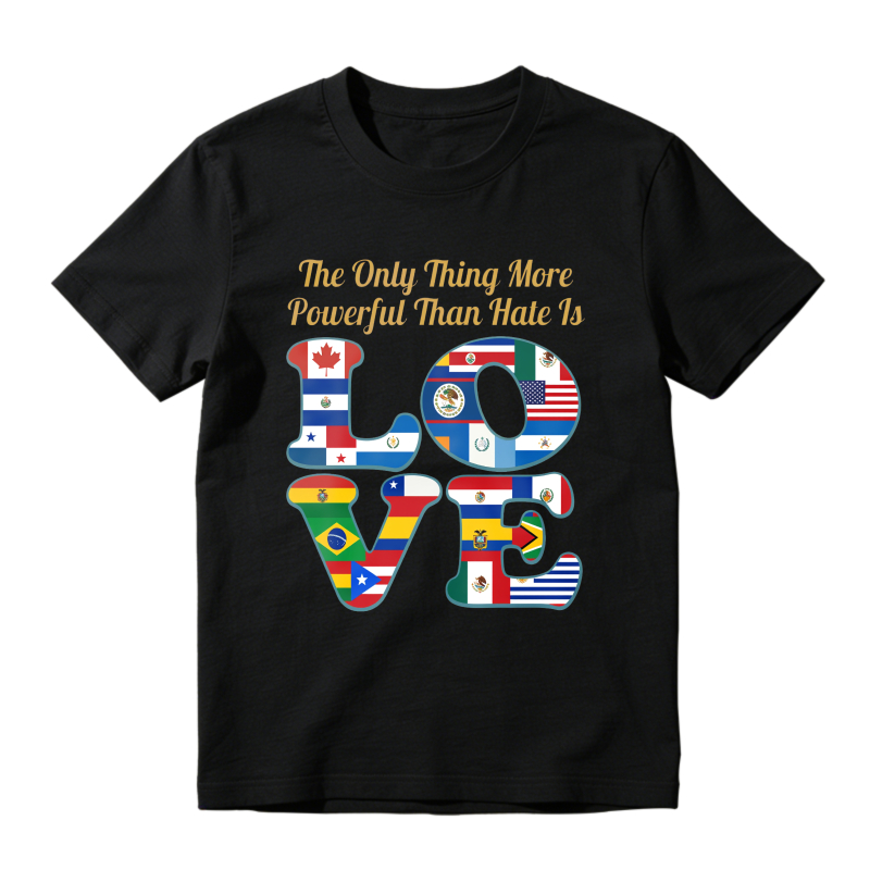 Love With Global Flags And Inspirational Quote Unisex Classic T-shirt