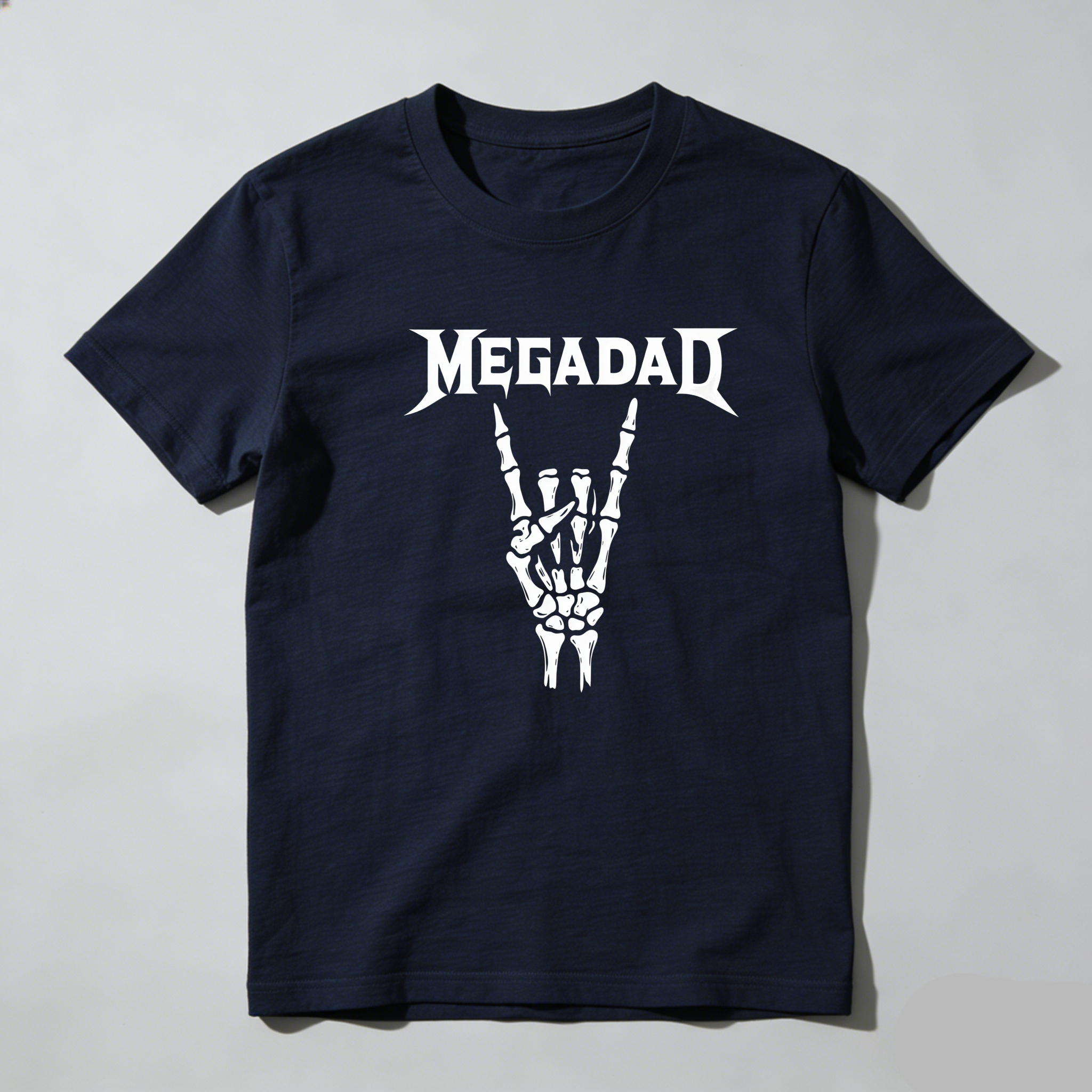 TEECURENT Megadeth Logo Skeleton Hand Pure Cotton Short Sleeve T Shirt-TeeCurent