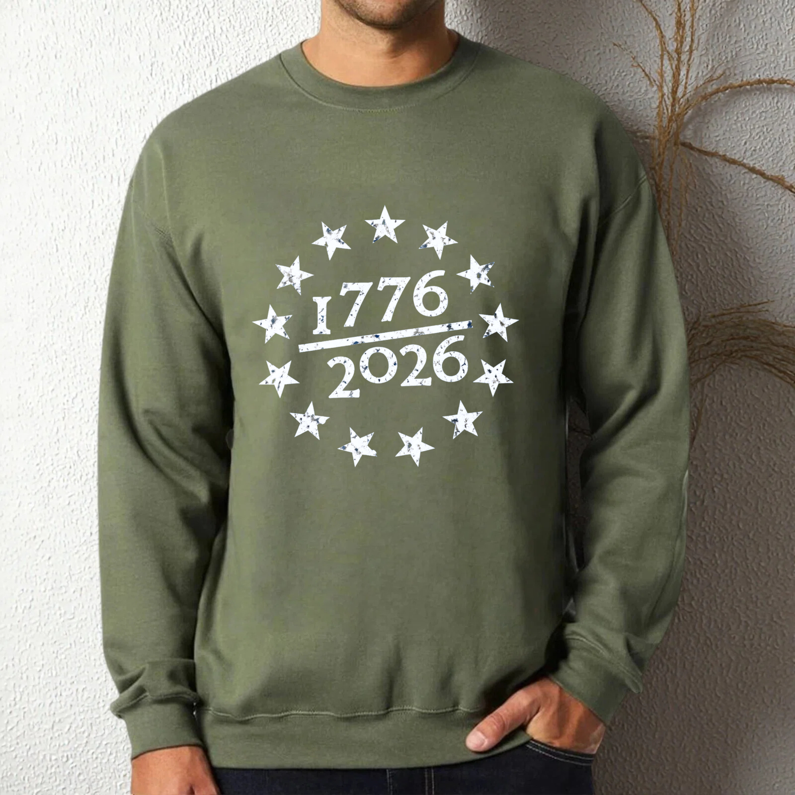 Black Sweatshirt 1776 2026 Stars American Independence Day Celebration Graphic Crewneck Pullover Unisex Casual Wear